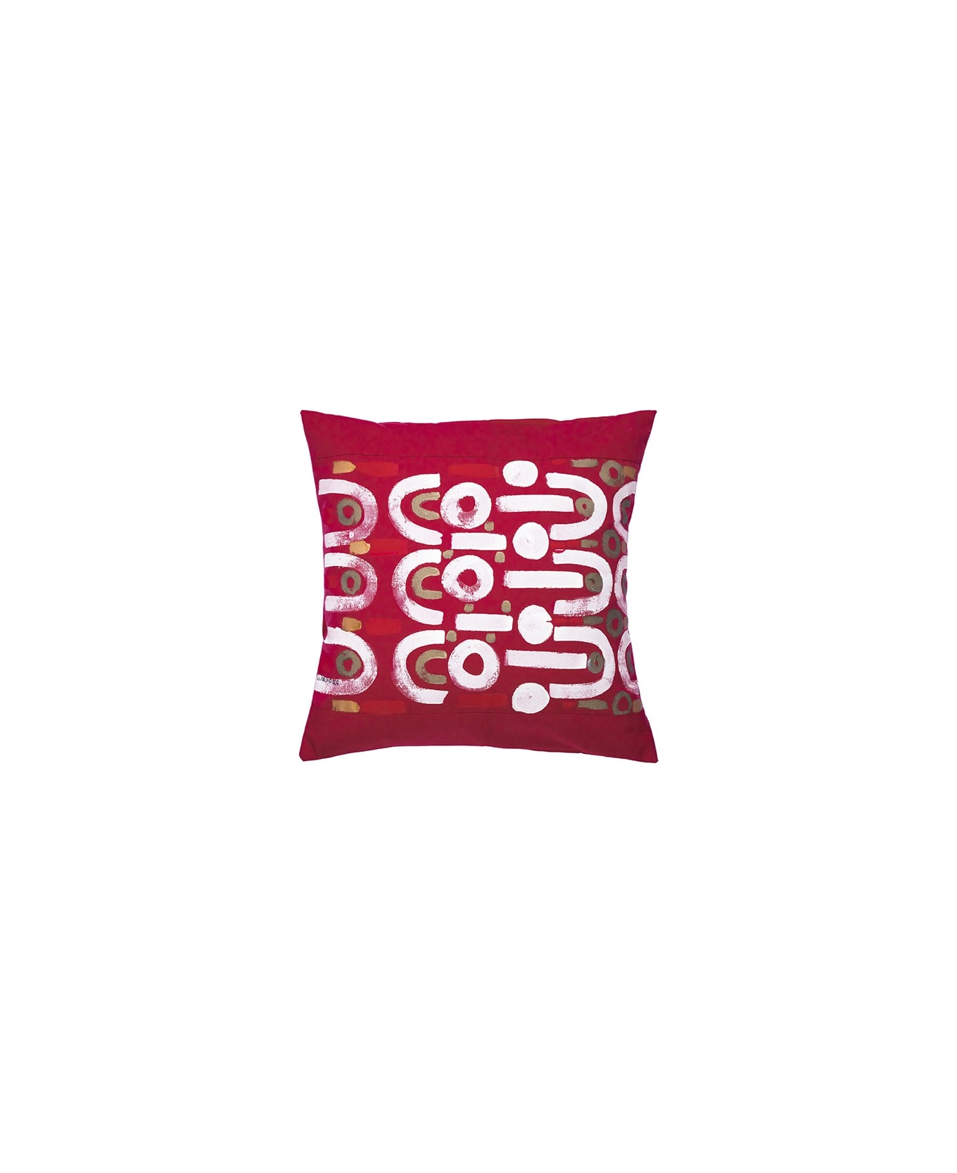 Le Botteghe su Gologone Cotton Hand Painted Indoor Cushion 40x40 cm - Dark Red