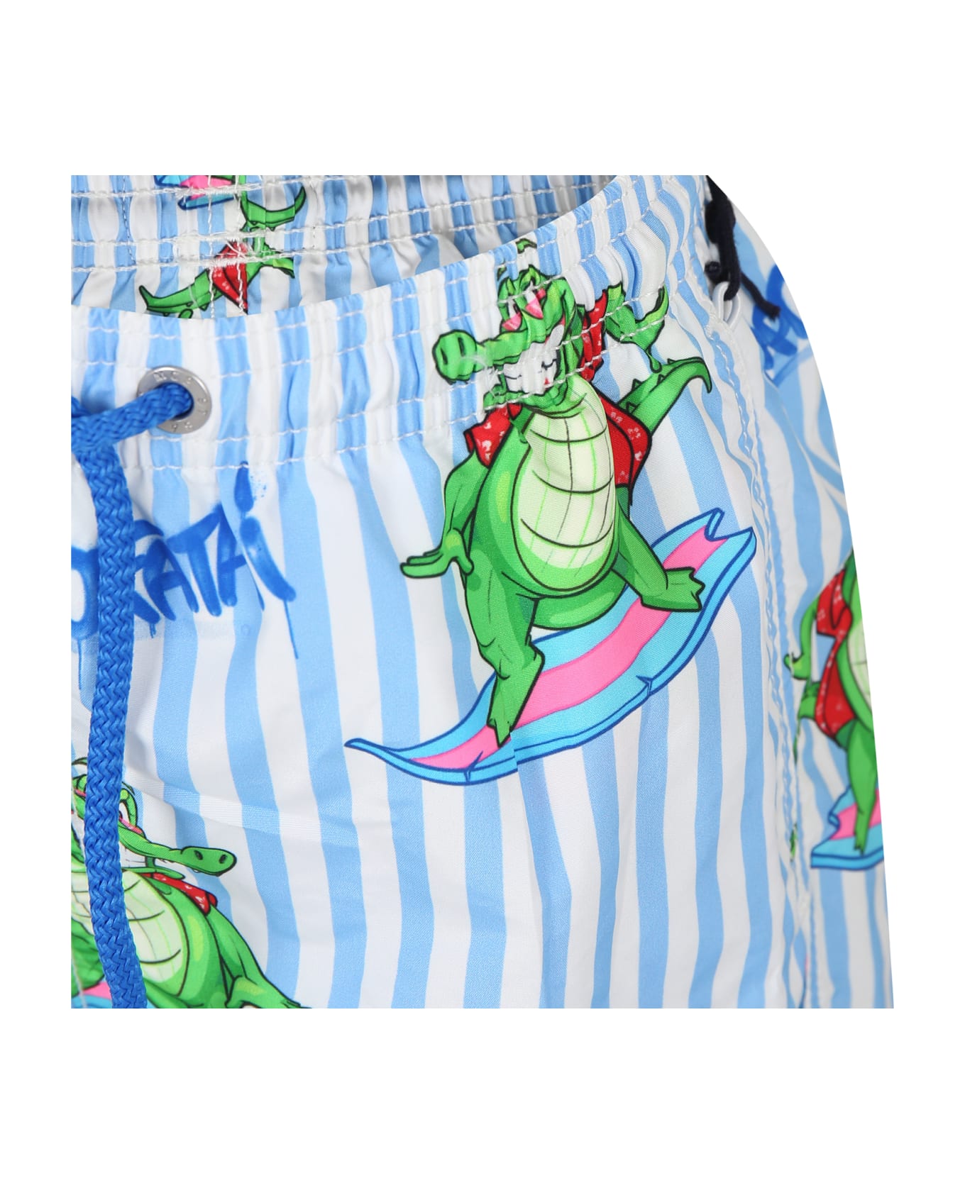 MC2 Saint Barth Light Blue Swim Shorts For Boy With Crocodile Print - Light Blue