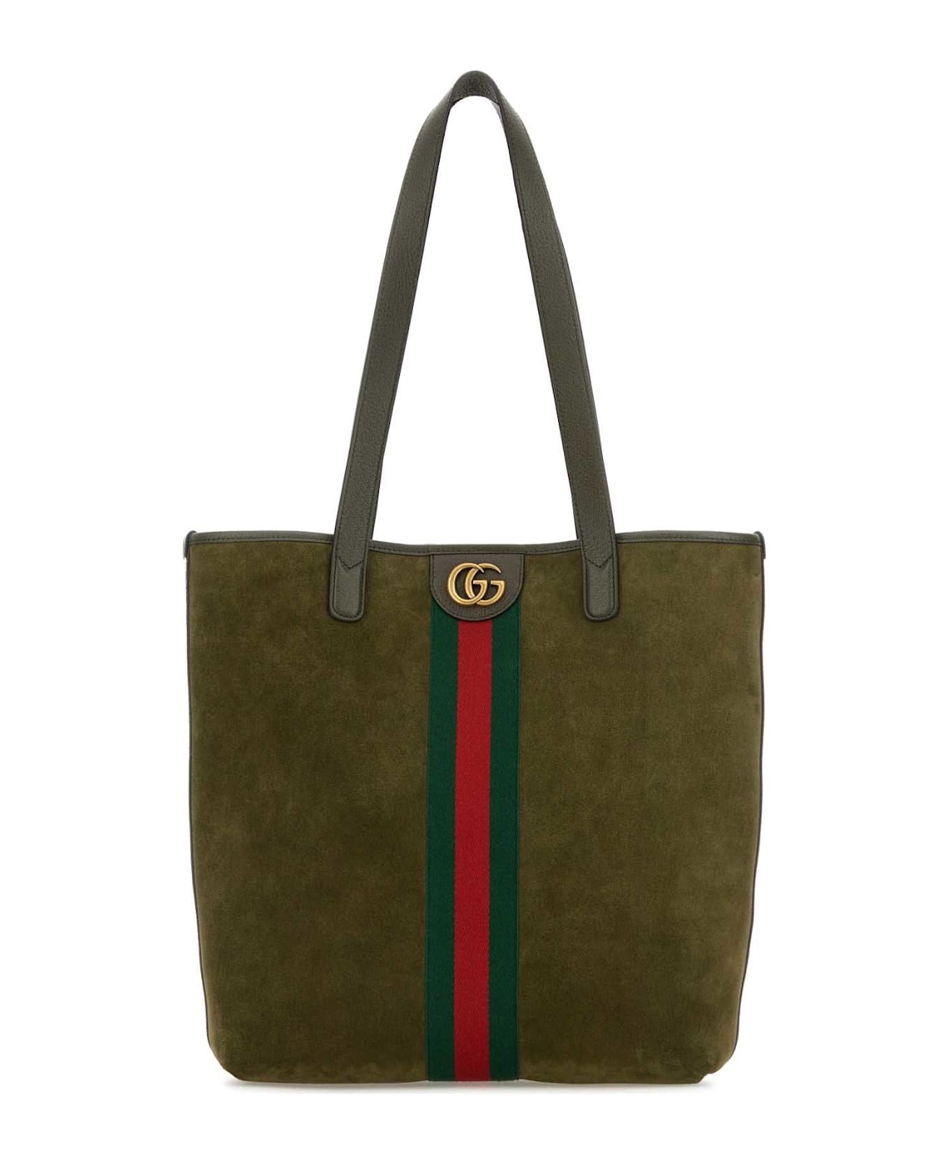 Gucci Olive Green Suede Ophidia Shopping Bag - GREEN