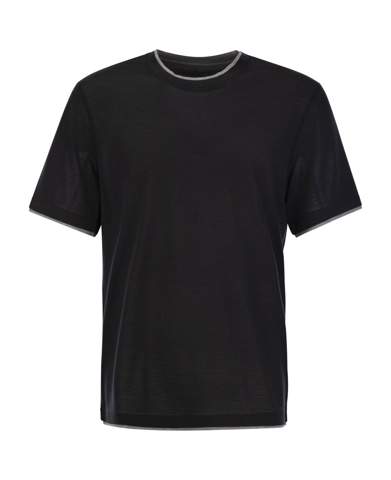 Brunello Cucinelli Silk And Cotton T-shirt - Black シャツ