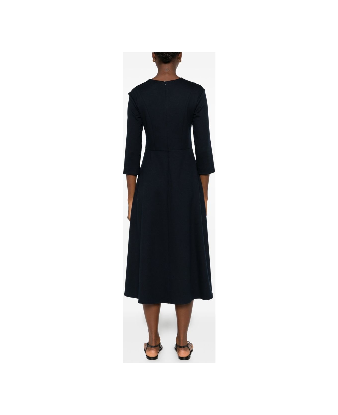 
S Max Mara Navy Blue Flared Dress - Blue
