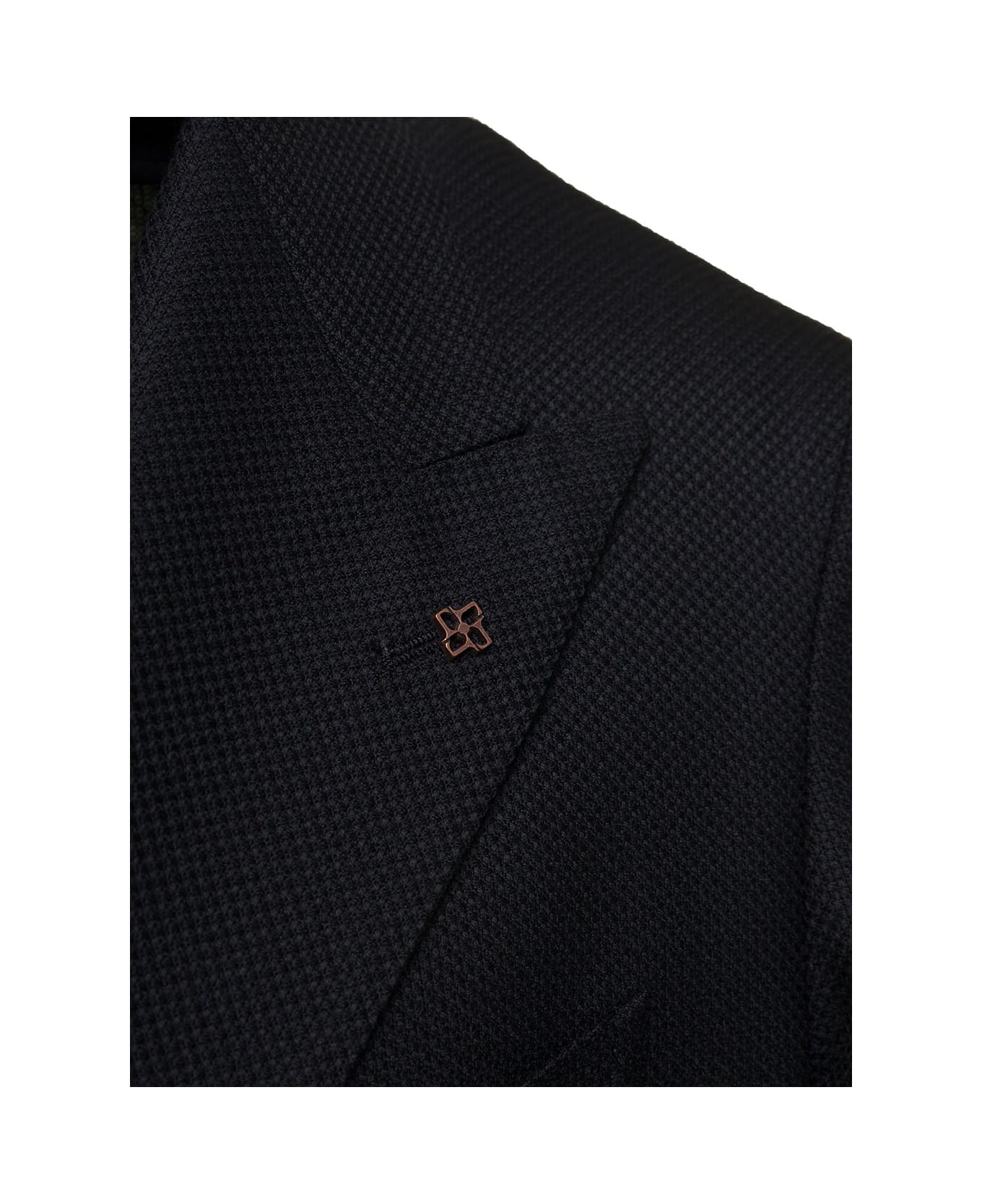Tagliatore 'montecarlo' Black Double-breasted Jacket With Logo Pin In Wool Man - Black
