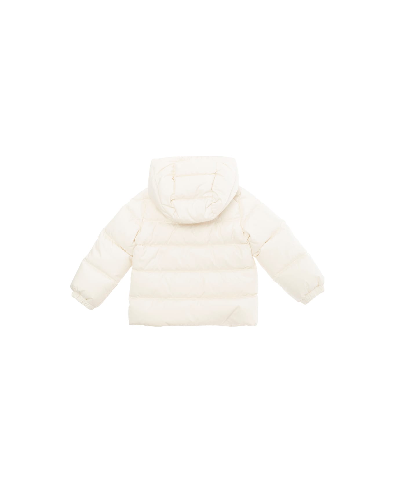 Moncler 'sharon' White Down Jacket With Logo Patch In Tech Fabric Baby - White