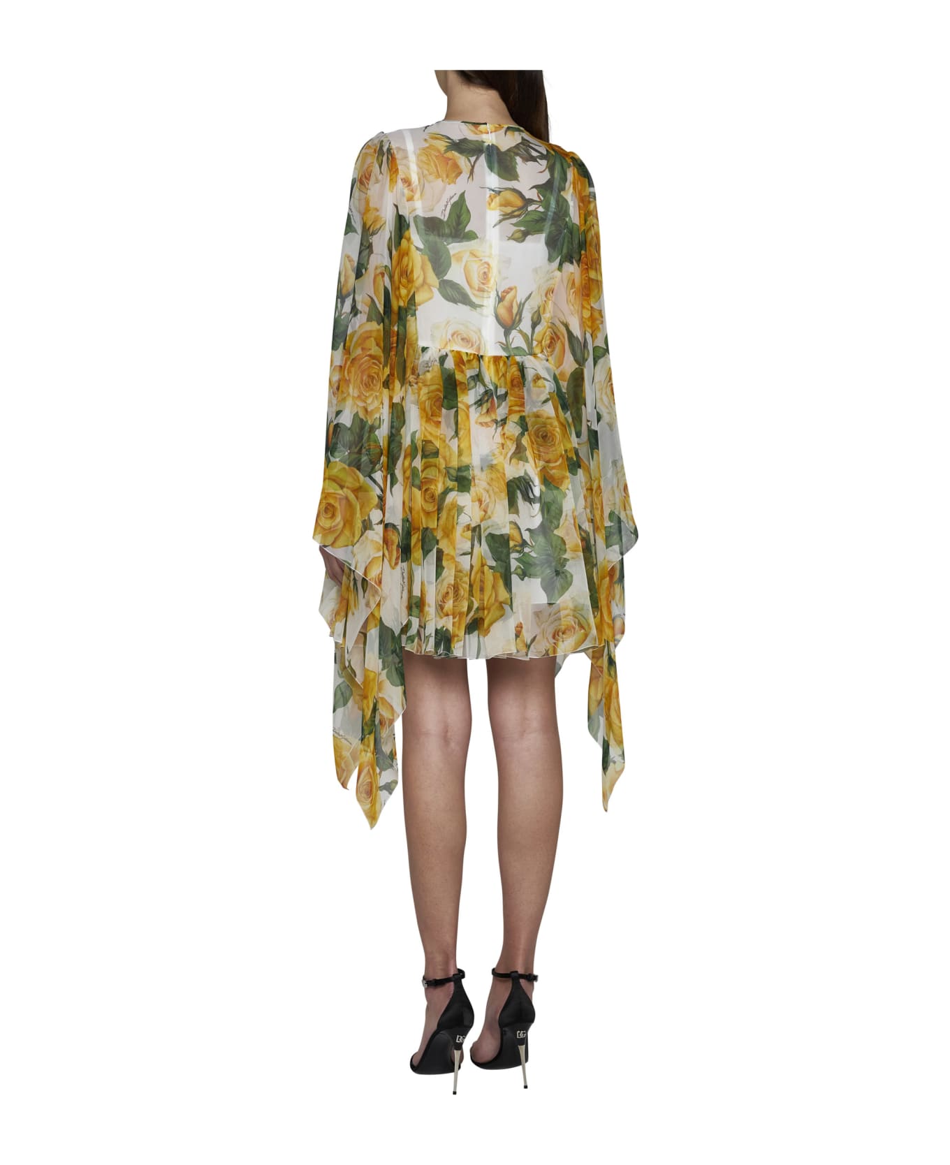 Dolce & Gabbana Asymmetric Mini Dress - Rose gialle fdo bco ブラウス
