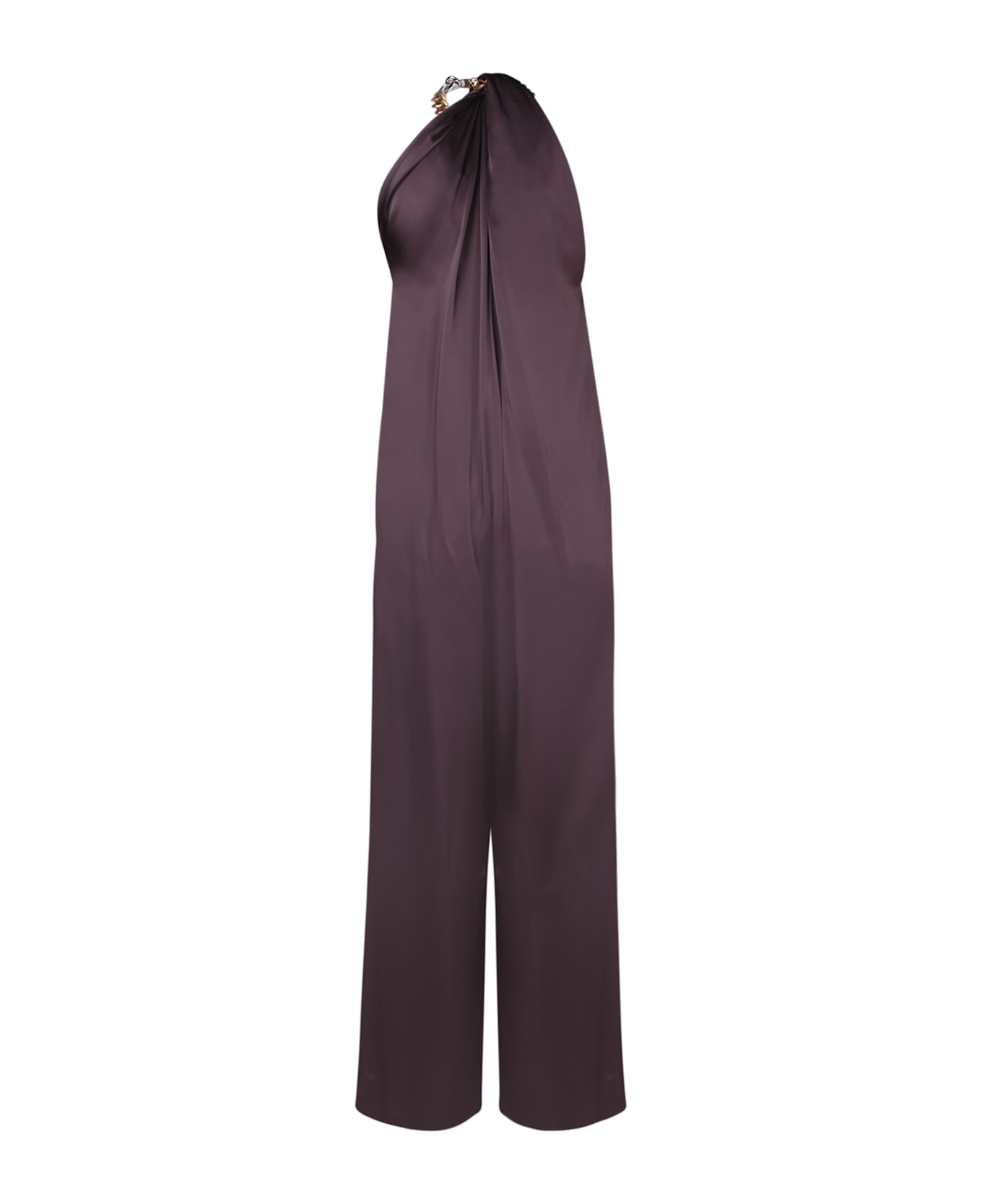 Stella McCartney Chocolate Satin Halter Jumpsuit - Brown