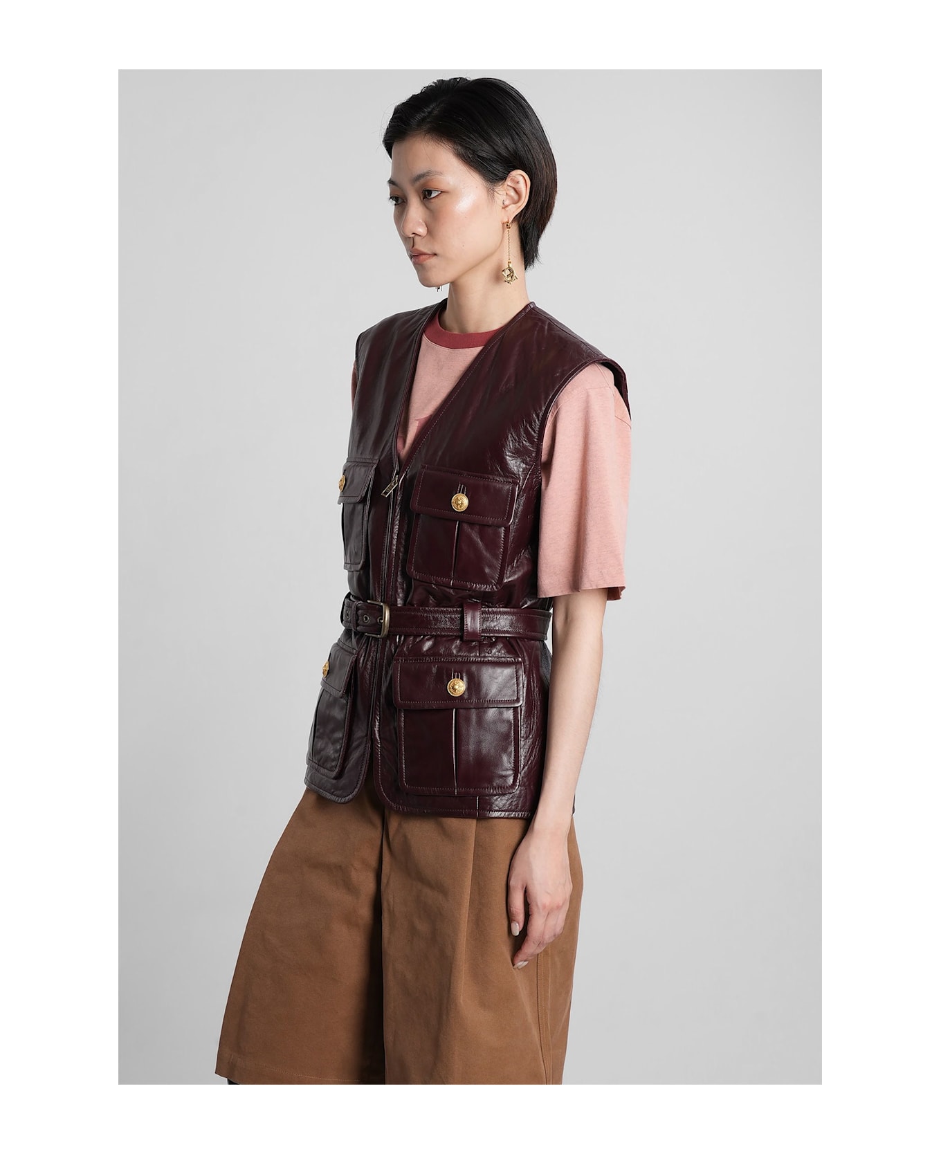 Chloé Vest In Brown Leather - brown