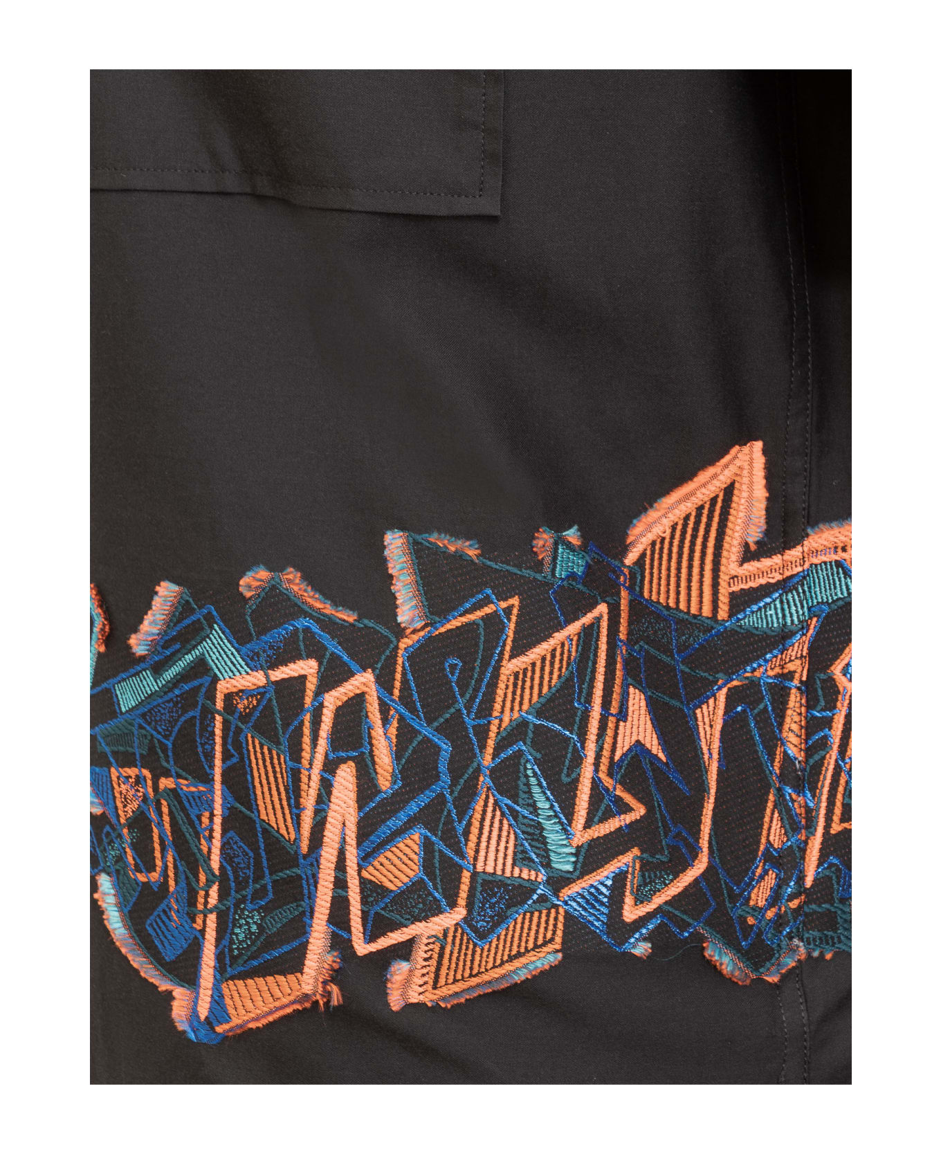 Off-White Short Sleeved Shirt With Multicolor Graffiti Embroidery - black シャツ