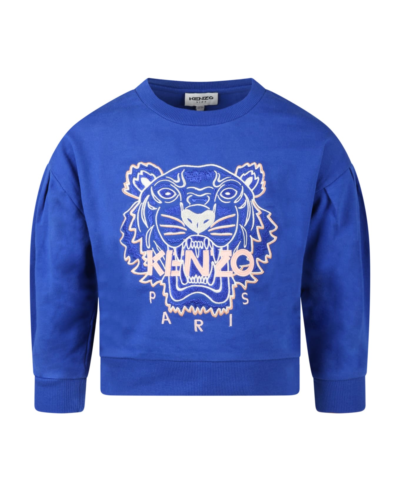 Kenzo Kids Blue Sweatshirt For Baby Girl With Tiger - Blue