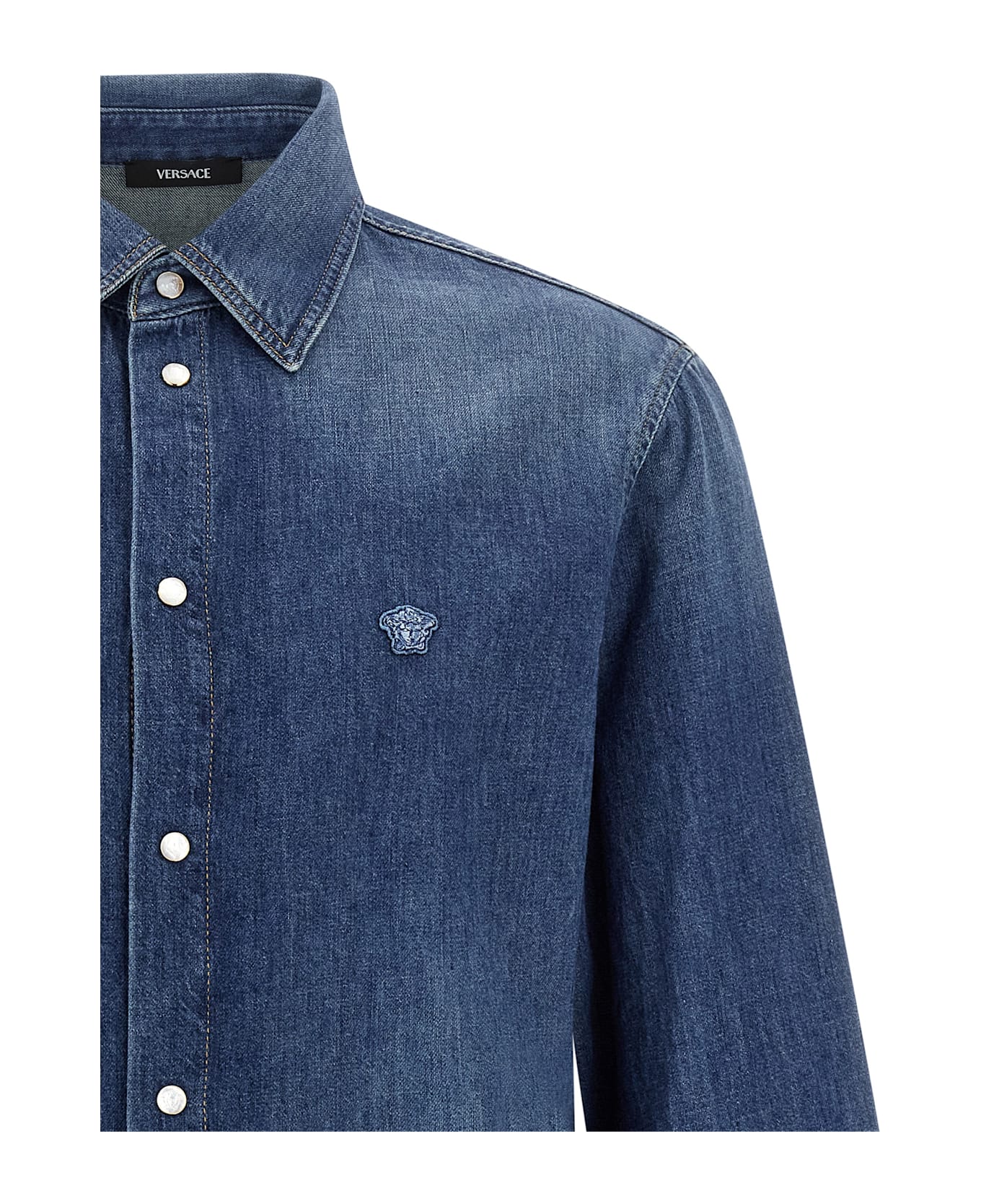 Versace 
medusa
 Patch Shirt - Blue