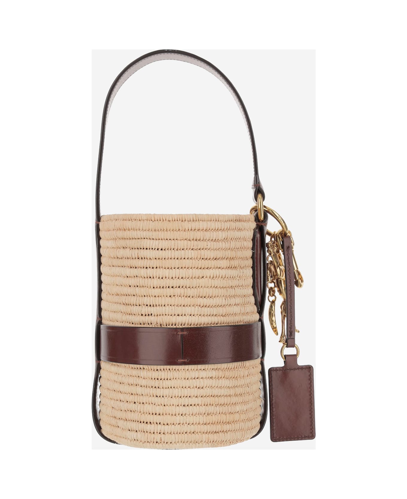 Chloé Kerala 25 Bag In Raffia And Leather - Natural