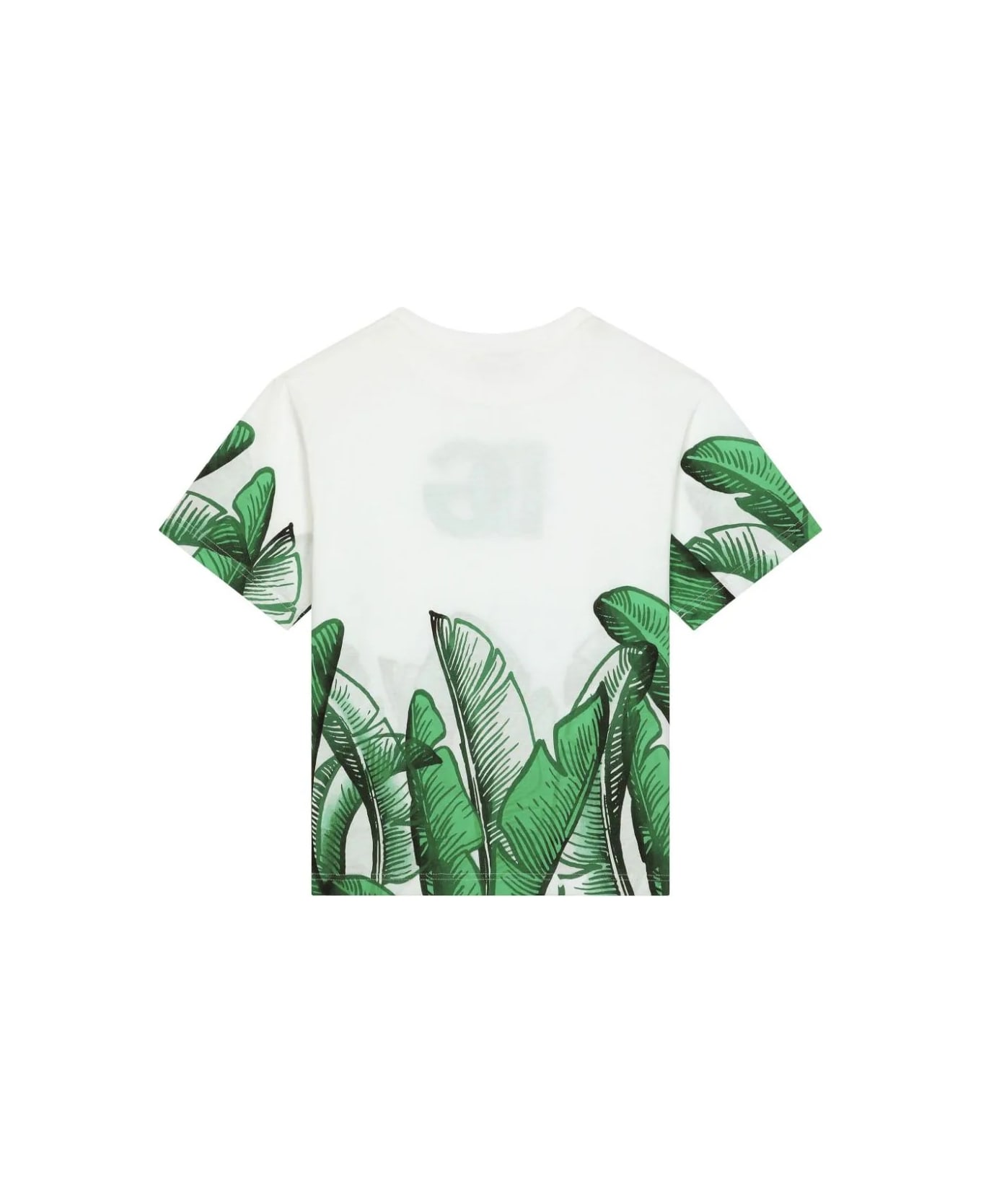 Dolce & Gabbana White T-shirt With Banano Print And Dg Logo - White