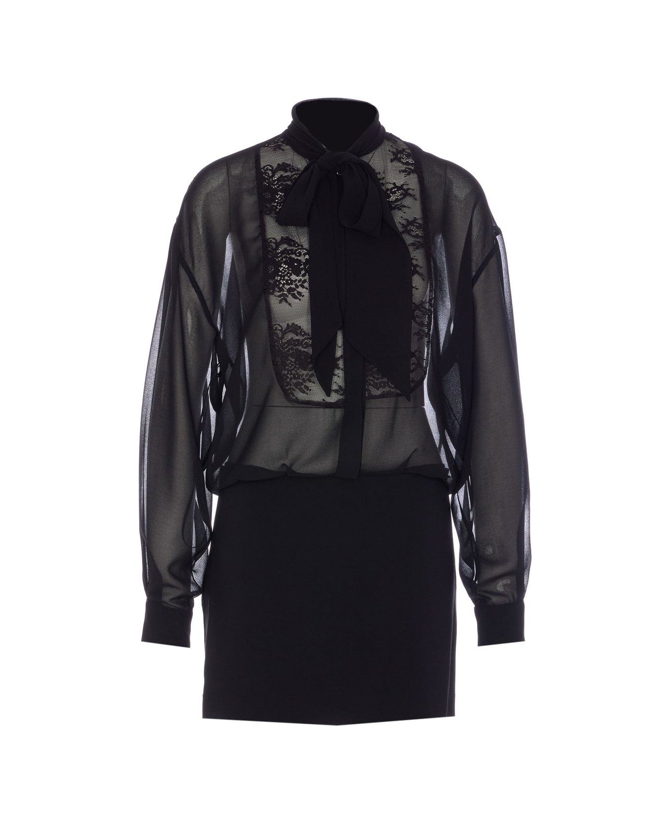 Pinko Lace Sheer Shirt Mini Dress
