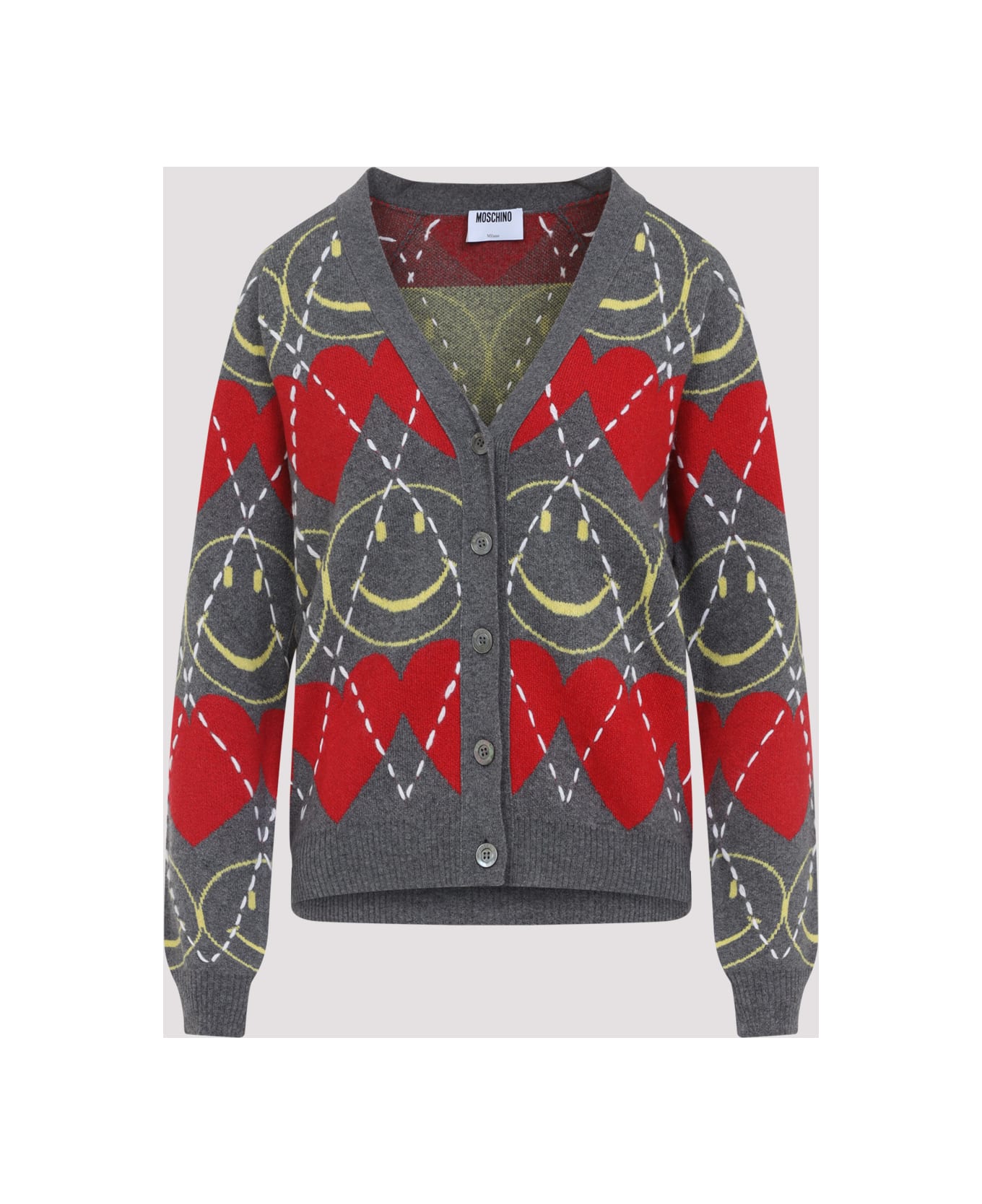 Moschino Smile Cardigan - Fantasia Grigio