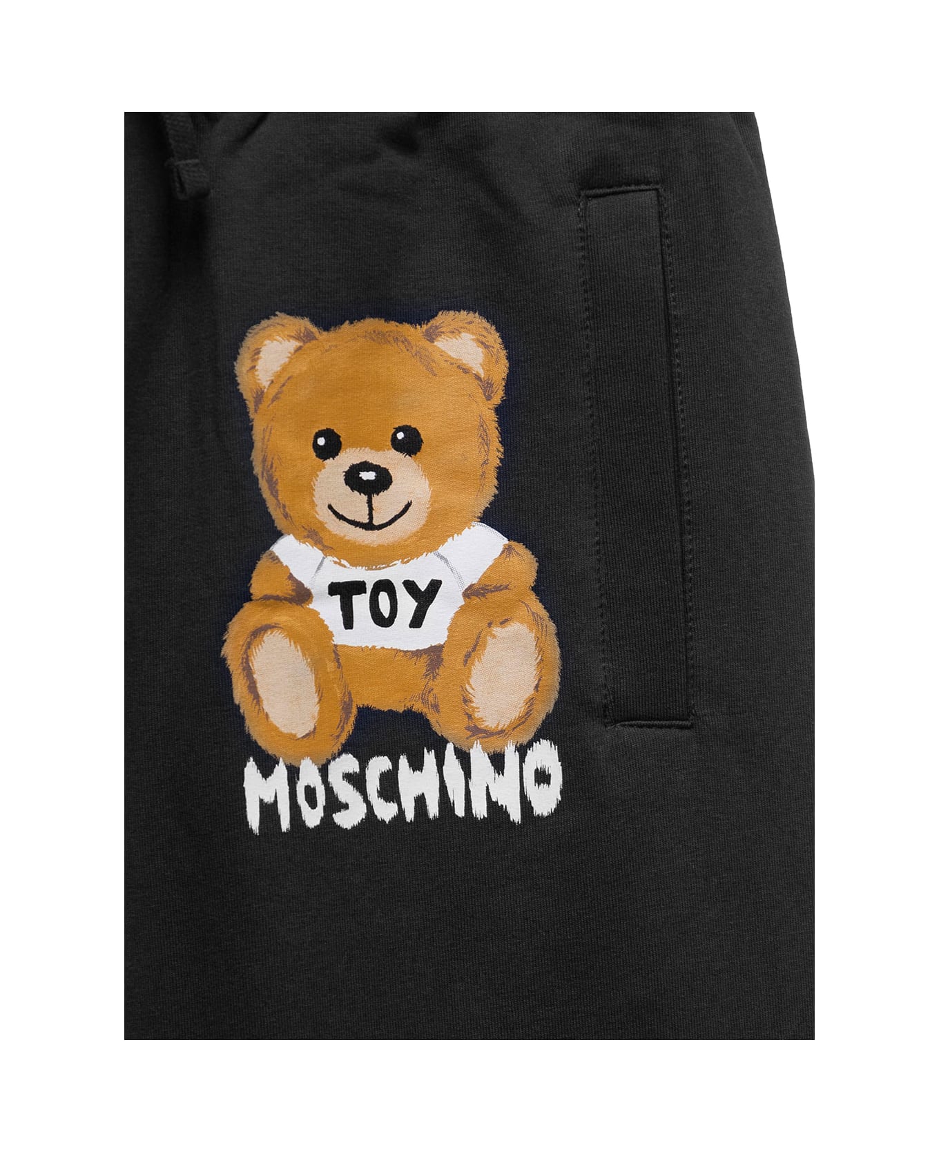 Moschino Black Cotton Jogger With Teddy Bear Print  Moschino Kids Boy - Black