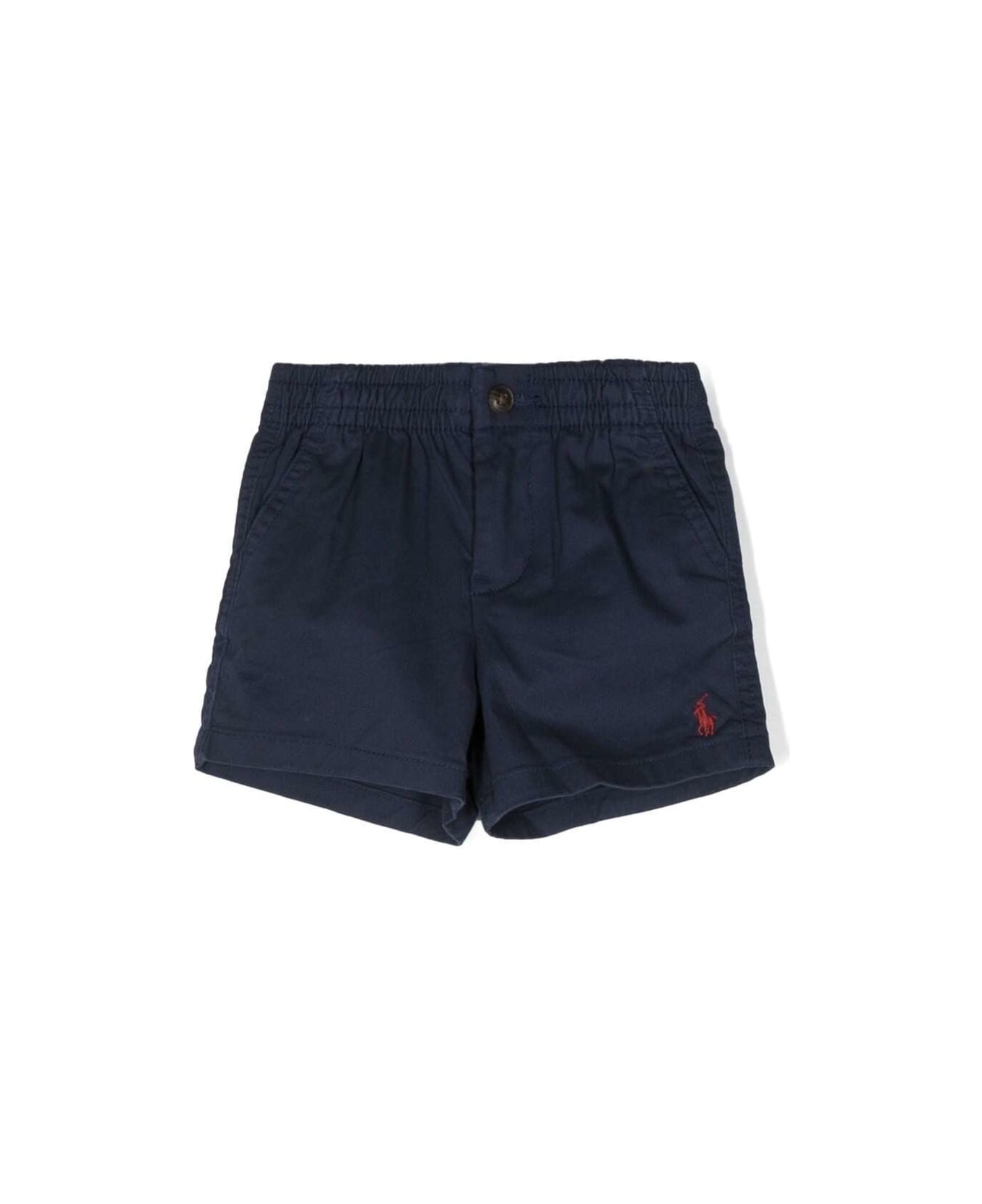 Polo Ralph Lauren Blue Shorts With Elastic Waistband And Pony Embroidery In Stretch Cotton Baby - Blu