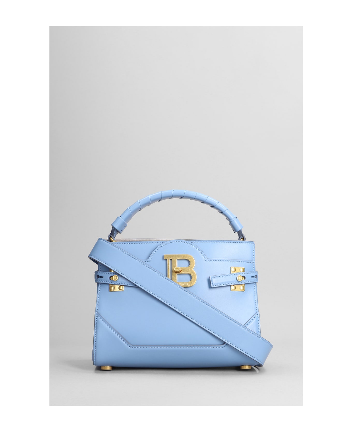 Balmain Bbuzz 22 Hand Bag In Blue Leather - blue
