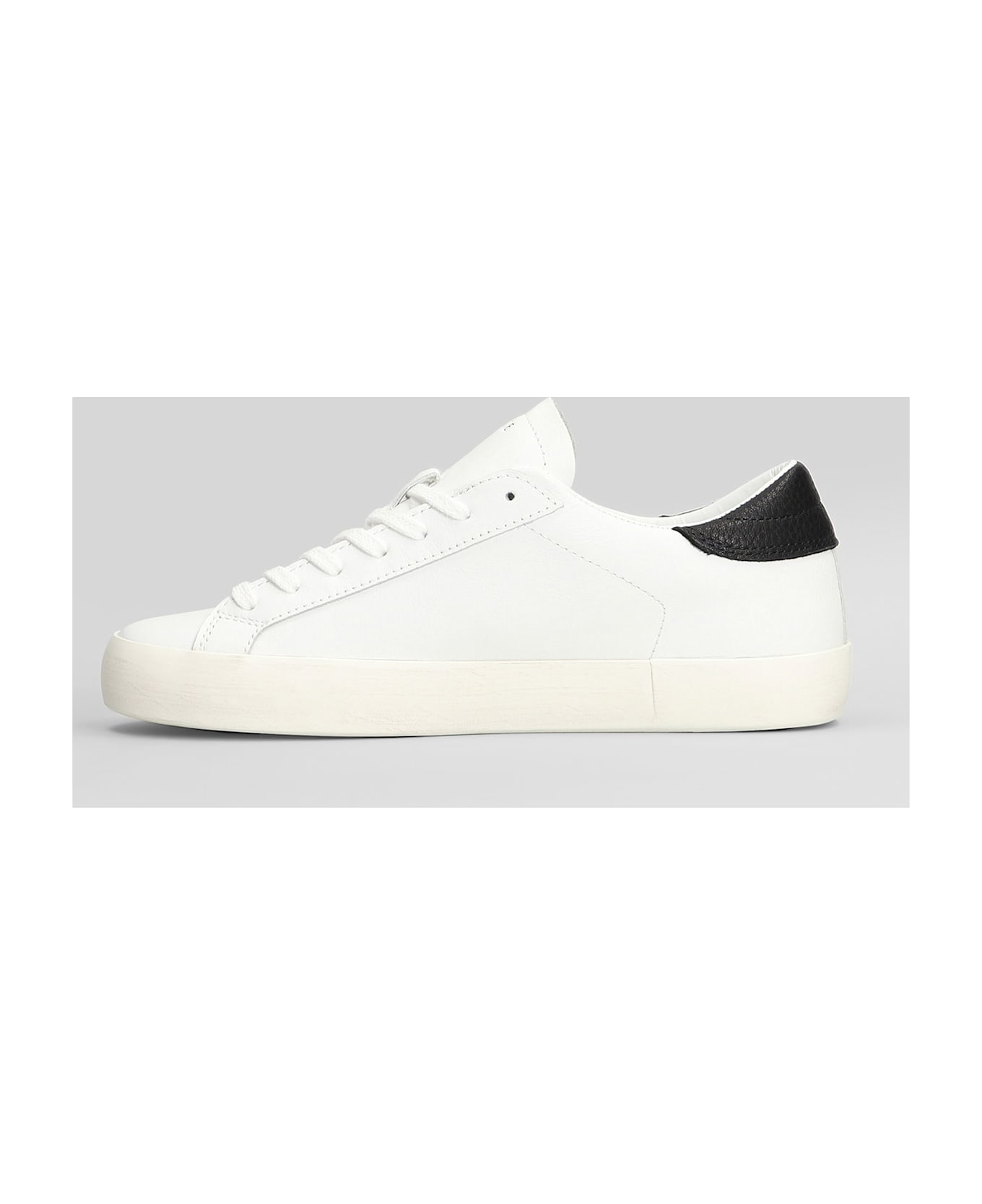 D.A.T.E. Hill Low Calf Sneakers In White Leather - Wb White Black