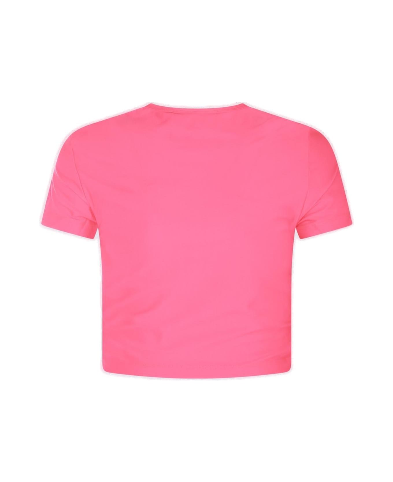 Versace Jeans Couture Logo-printed Crewneck Cropped T-shirt - Fuchsia
