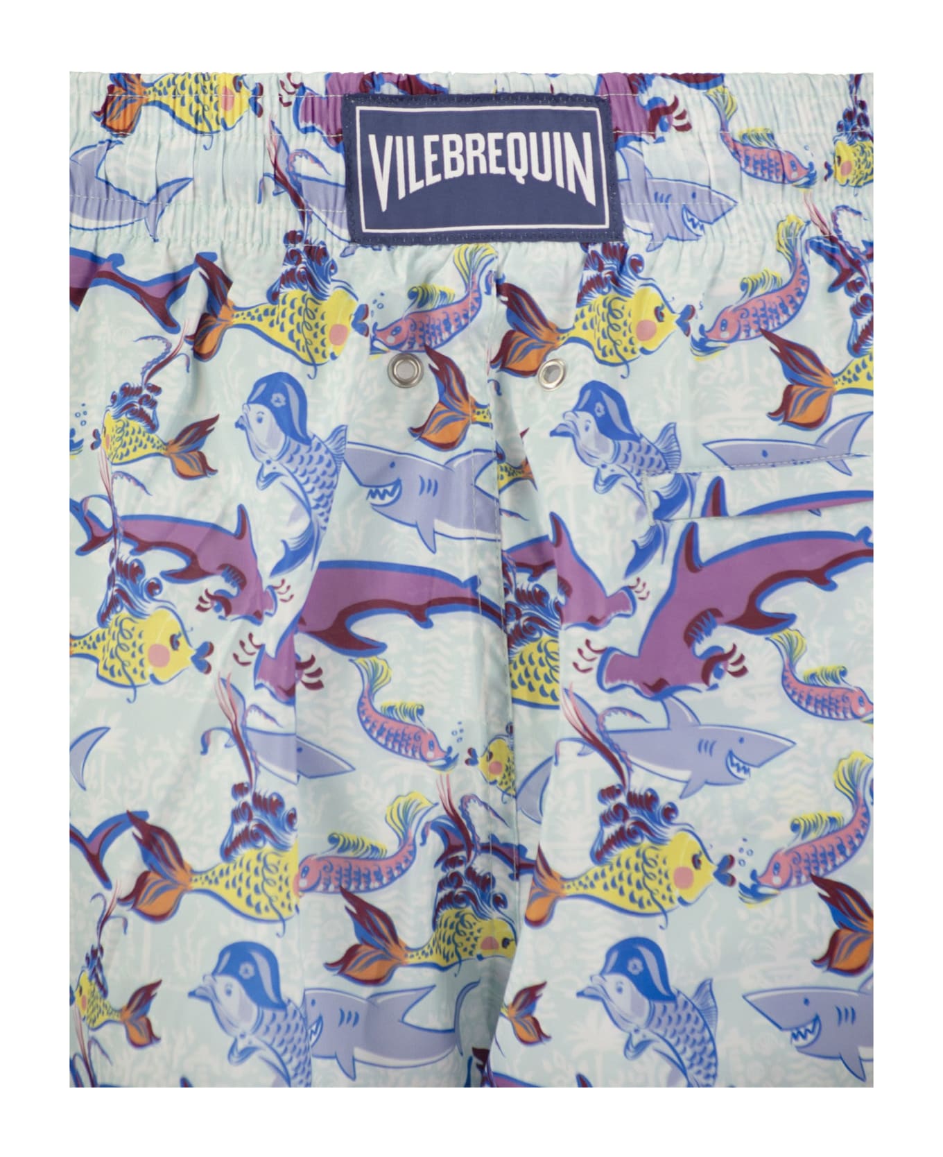 Vilebrequin Ultralight, Foldable Beach Shorts With Print - Light Blue