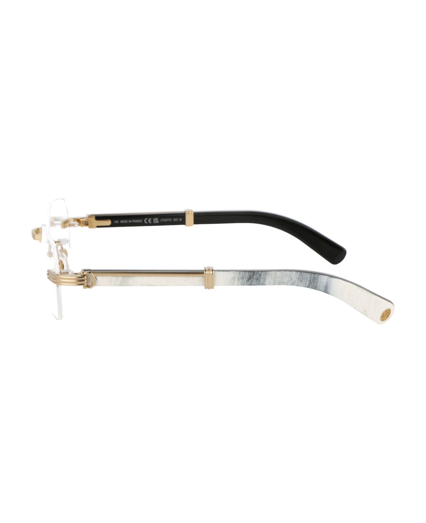 Cartier Eyewear Ct0377o Glasses - 003 GOLD WHITE TRANSPARENT