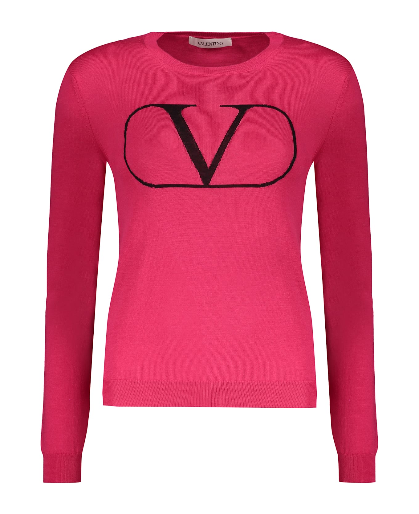 Valentino Garavani Long Sleeve Crew-neck Sweater - Fuchsia