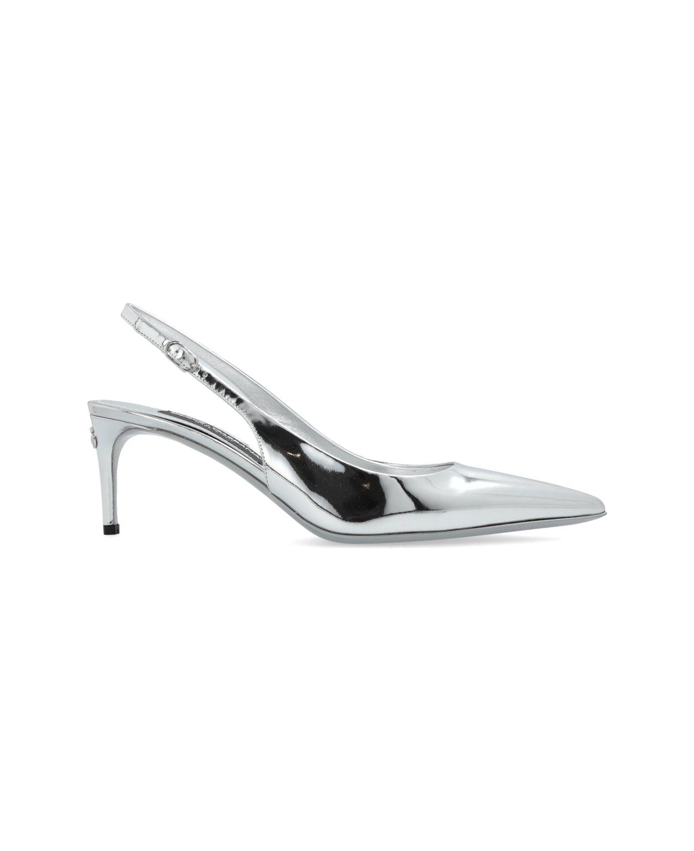 Dolce 
Gabbana Dg Logo Plaque Slingback Pumps - Silver