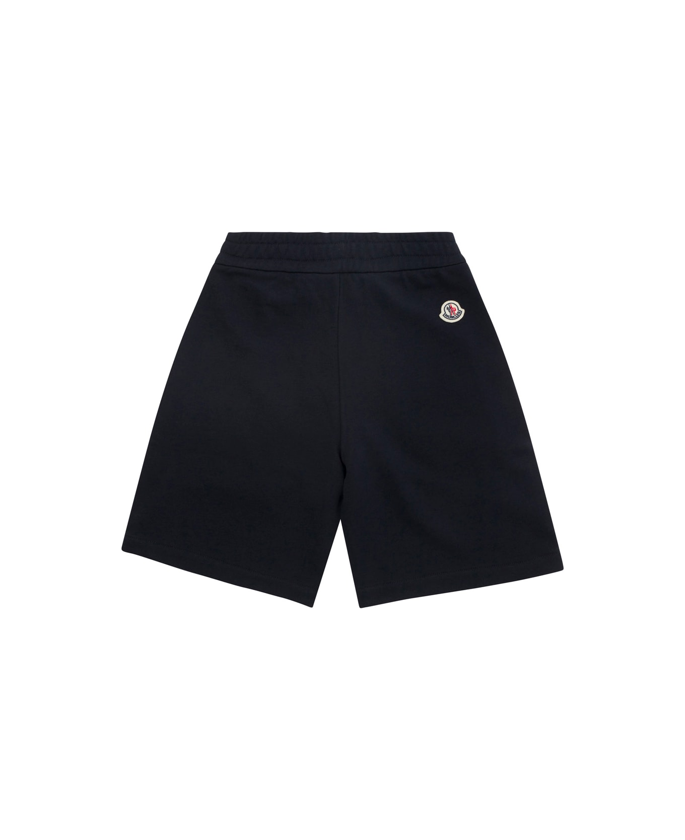 Moncler Blue Bermuda Shorts With Logo Patch In Cotton Boy - Blu