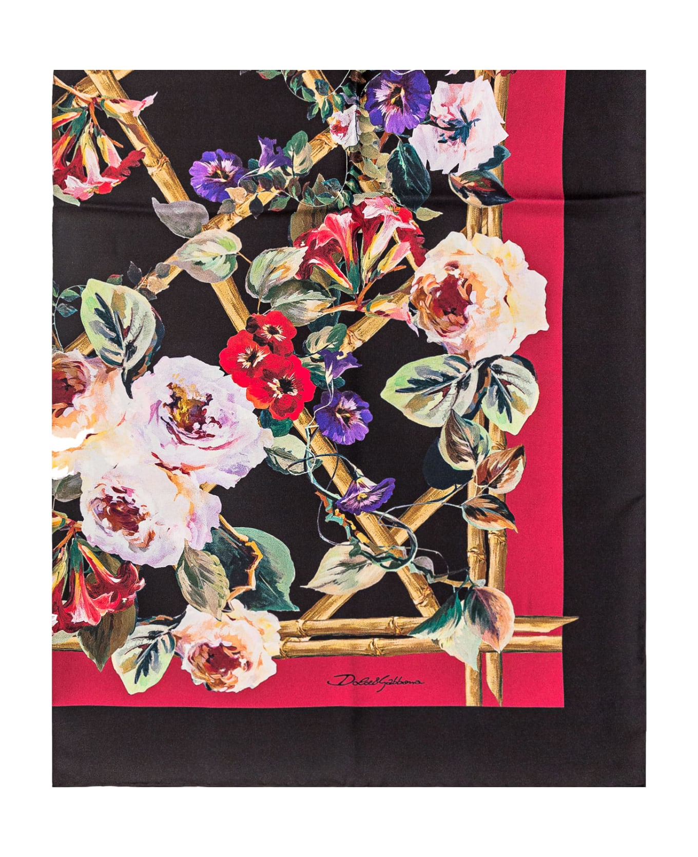 Dolce & Gabbana Floral Scarf - ROSETO BORDO ROSSO
