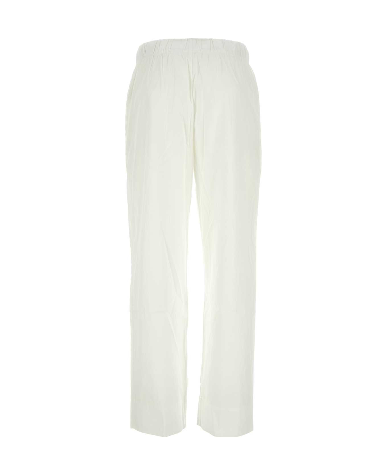 Tekla White Cotton Pyjama Pant - ALABASTERWHITE