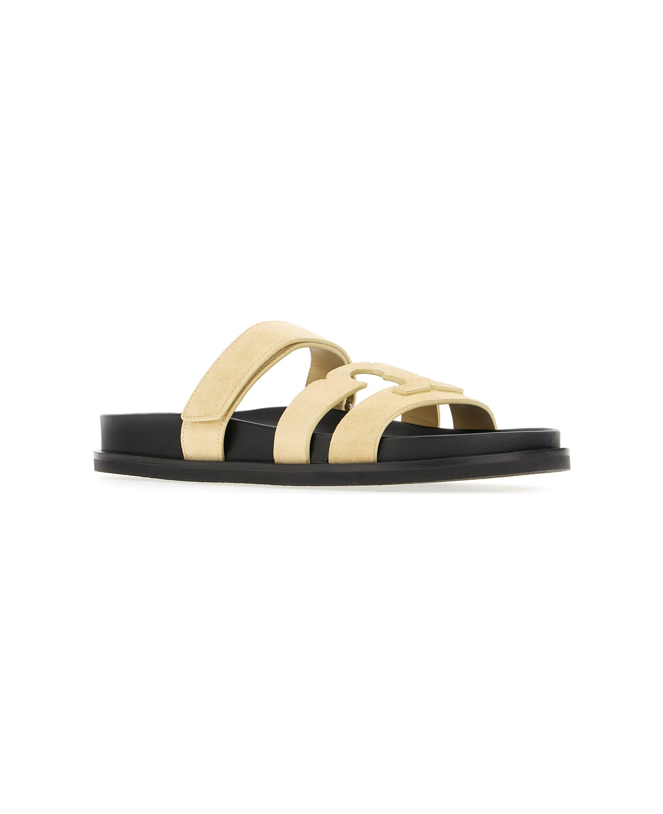Tory Burch Beige Suede Ines Sandals - PRALINE BLACK