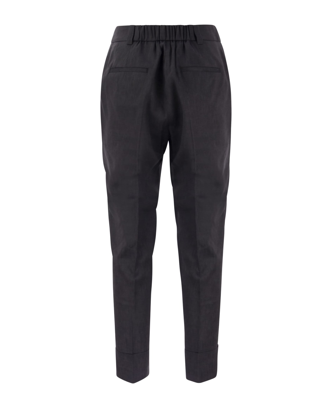 Peserico Wool And Linen Trousers - Dark Blue