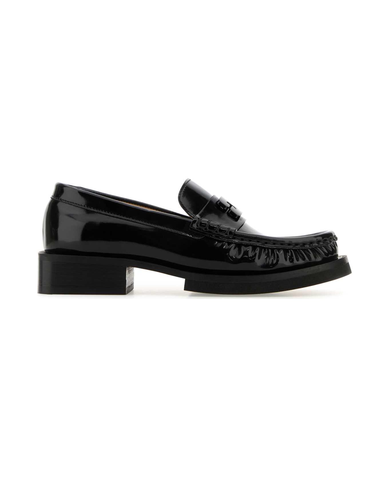 Ganni Black Synthetic Leather Loafers - BLACK