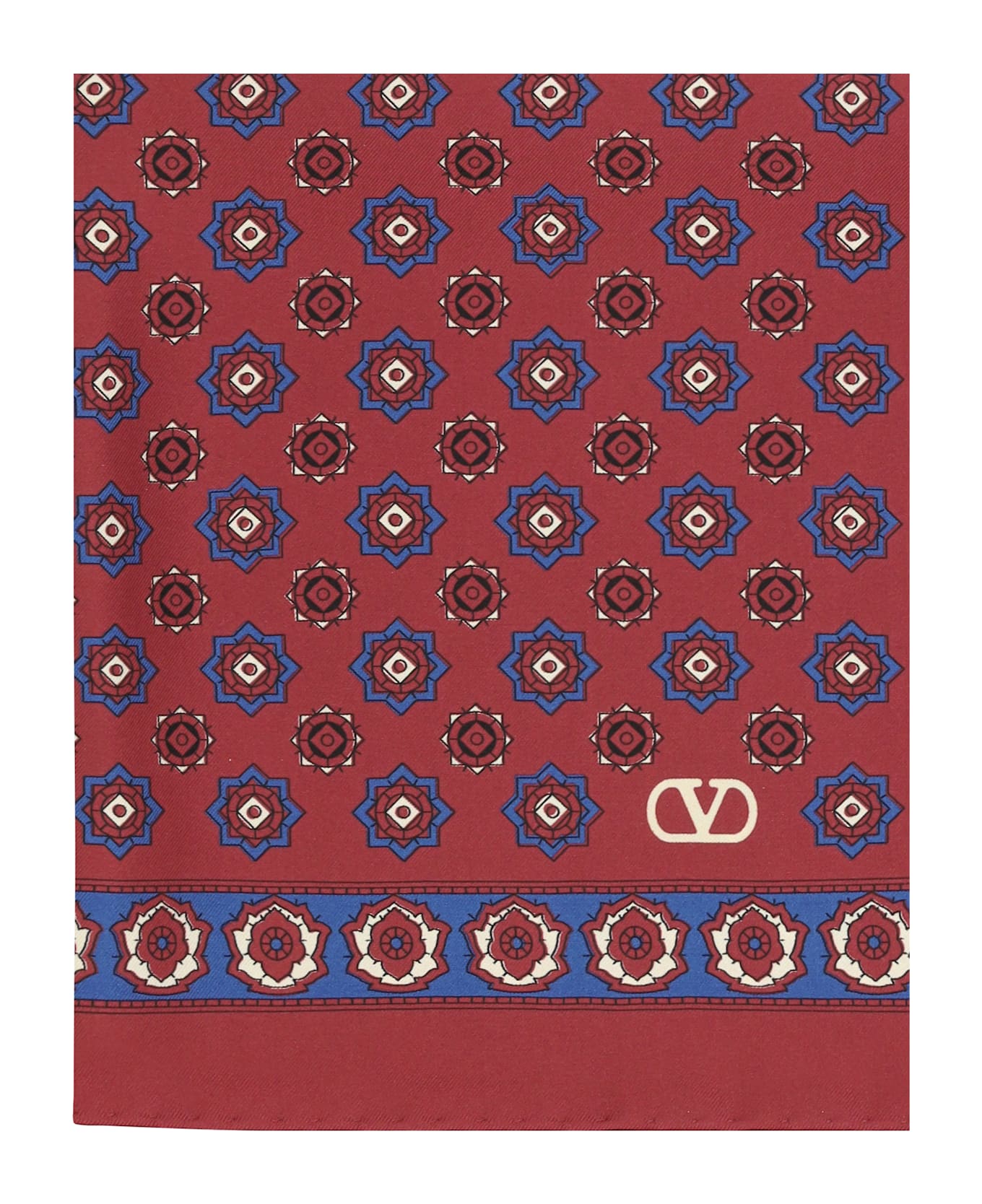 Valentino Garavani Silk Scarf - Bordeaux/bluette/beige