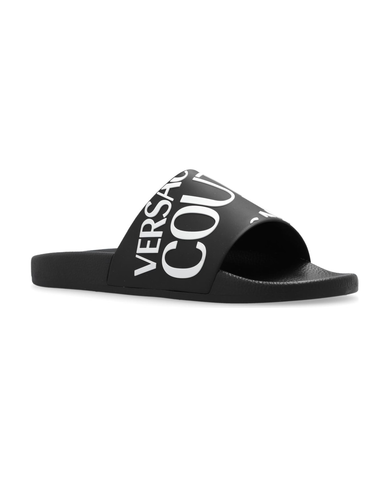 Versace Jeans Couture Slides With Logo - BLACK