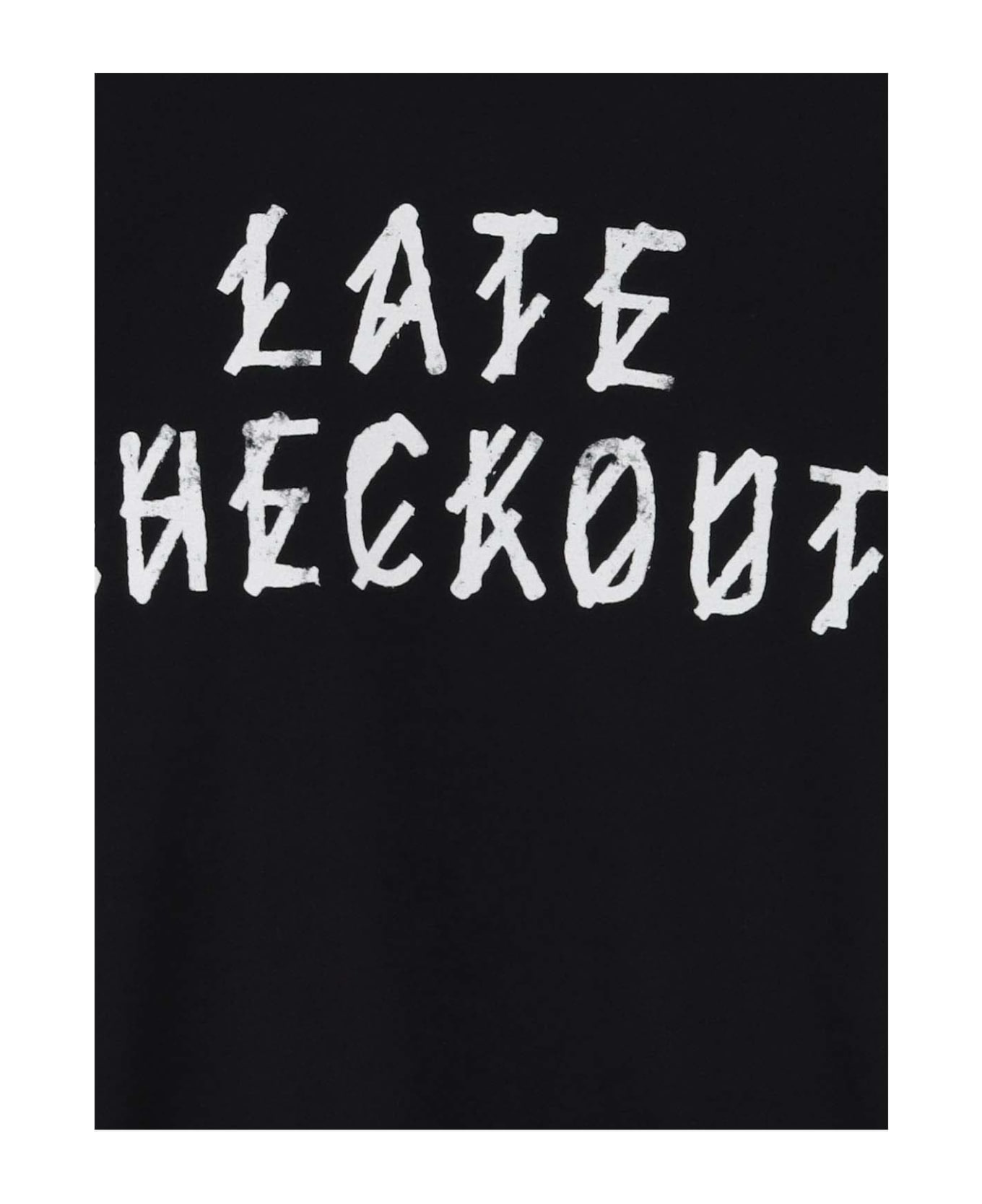 44 Label Group Cotton T-shirt With Graphic Print And Logo - Black+late checkout