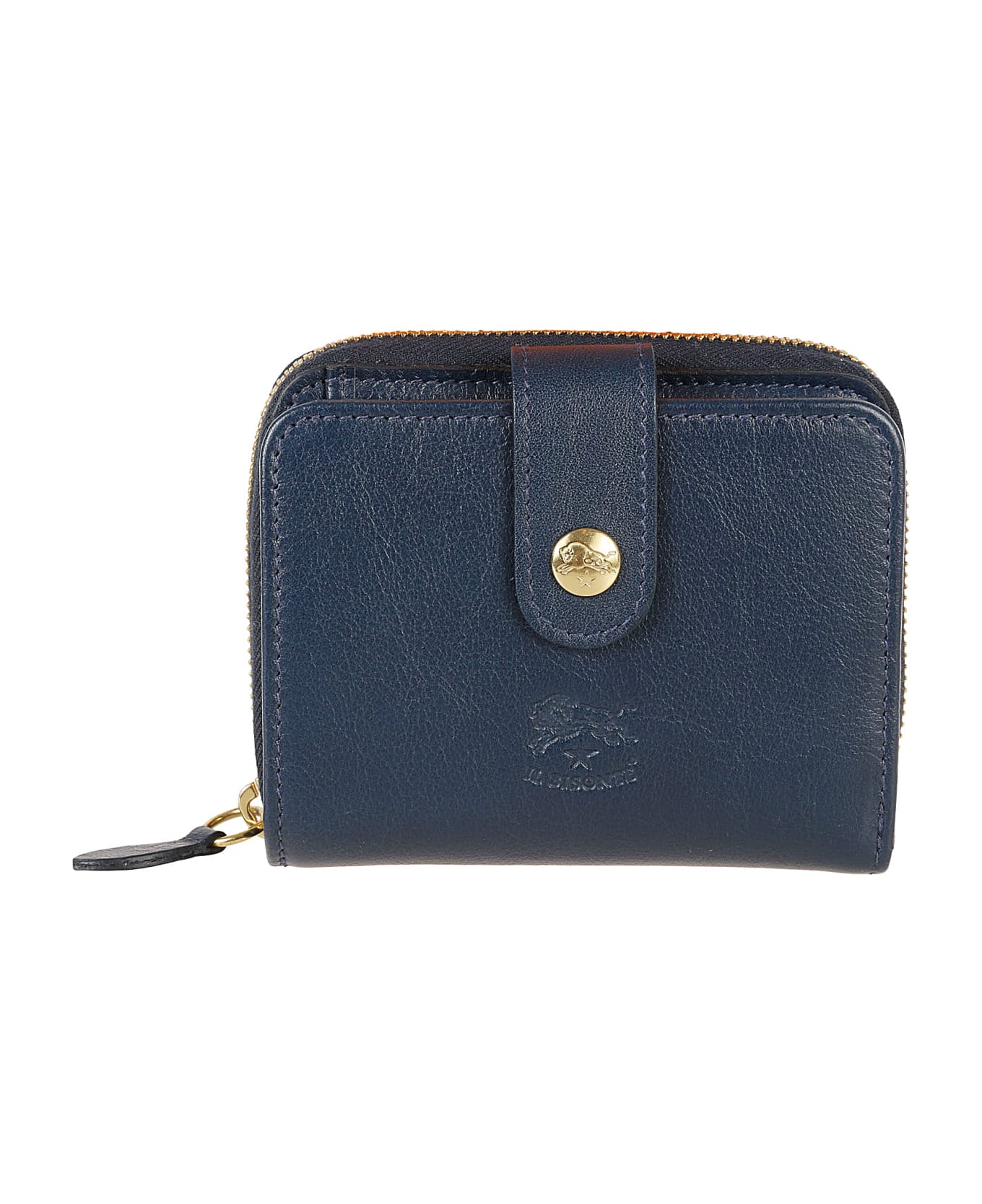 Il Bisonte Zip-around Logo Stamp Medium Wallet - Blue