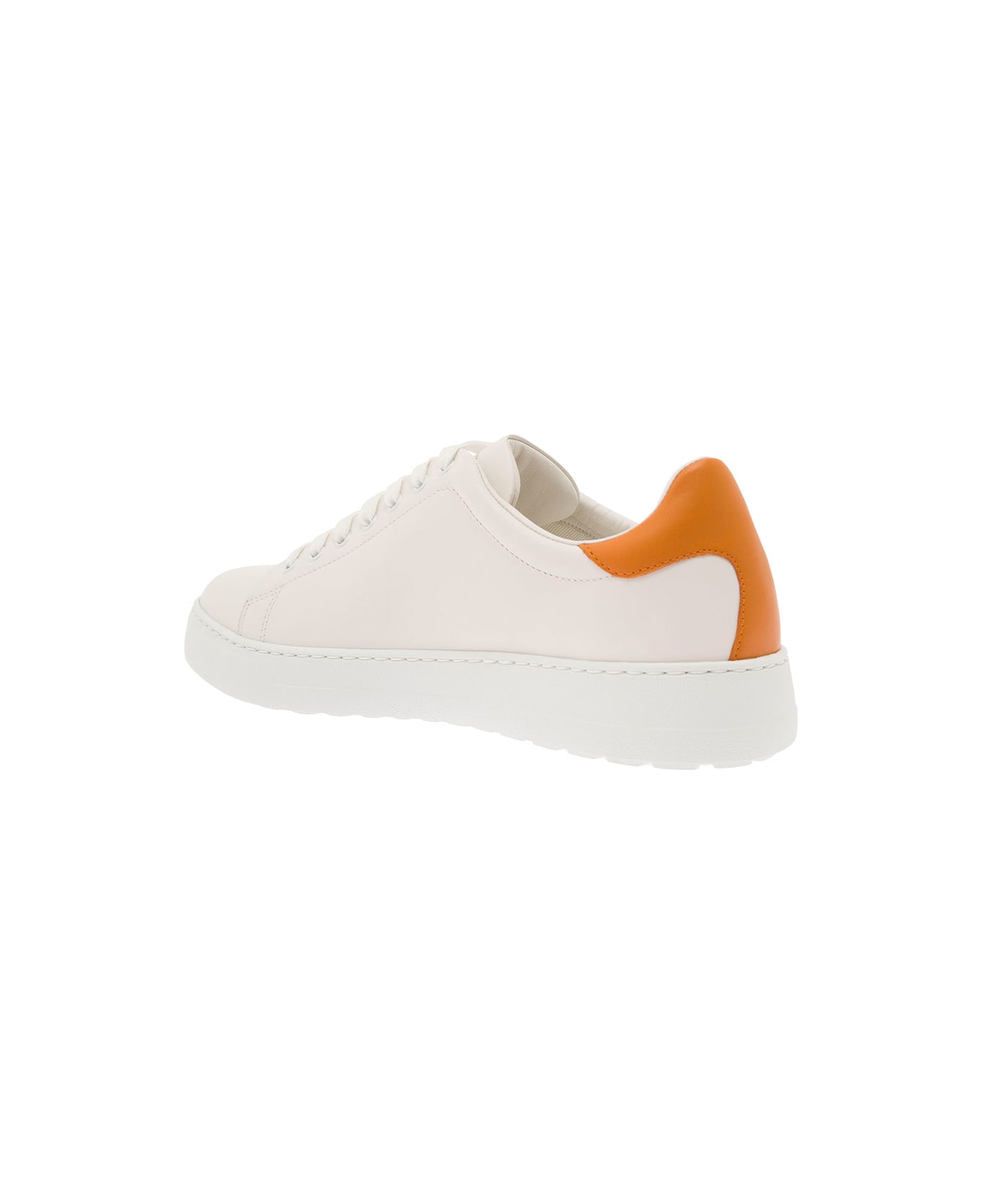 Ferragamo White Low Top Sneakers With Gancini Logo Print In Leather Man - White スニーカー