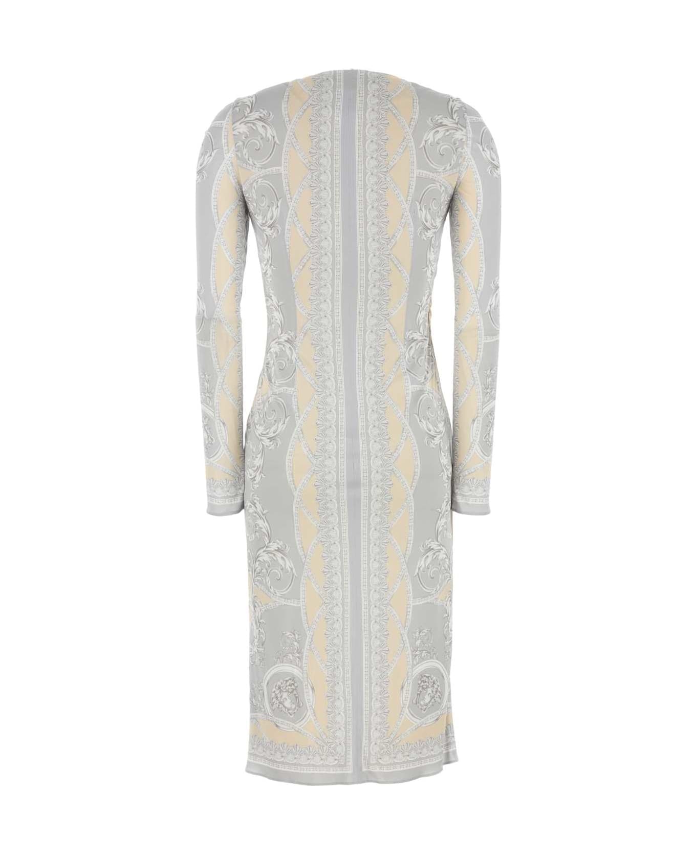 Versace Printed Viscose Dress - SILVERGREYCHAMPAGNE