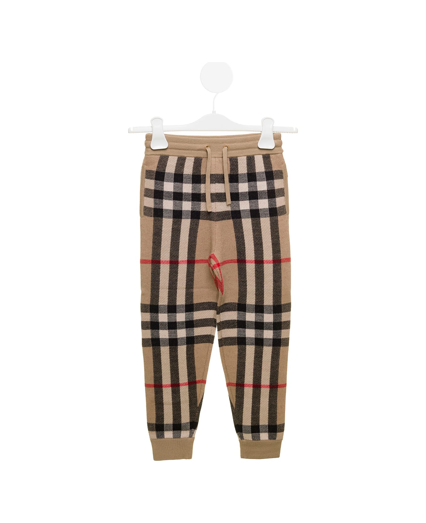 Burberry Check Vintage Jogger Trousers In Blend Wool Boy Burberry Kids - Beige