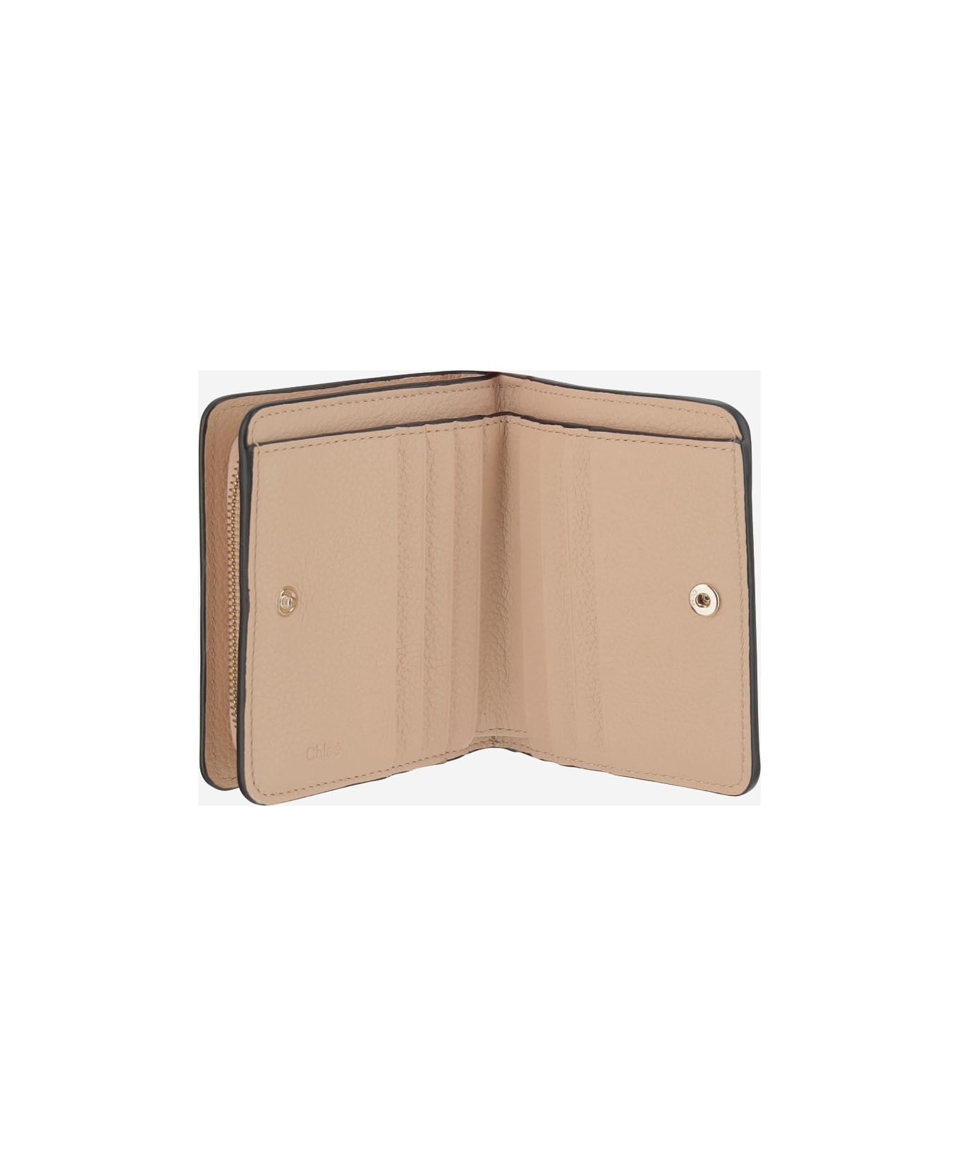 Chloé Alphabet Compact Leather Wallet - Beige
