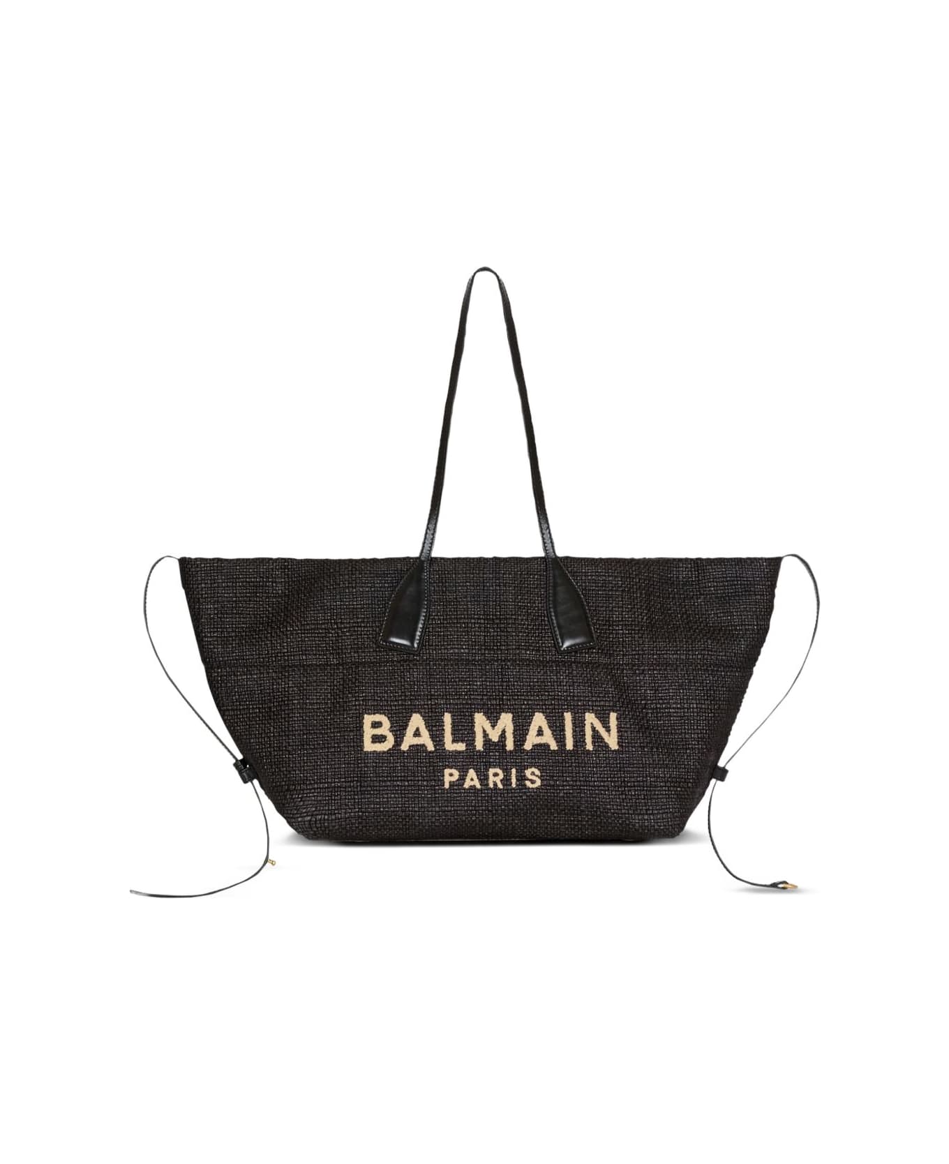 Balmain Track Rafia Tote - Black