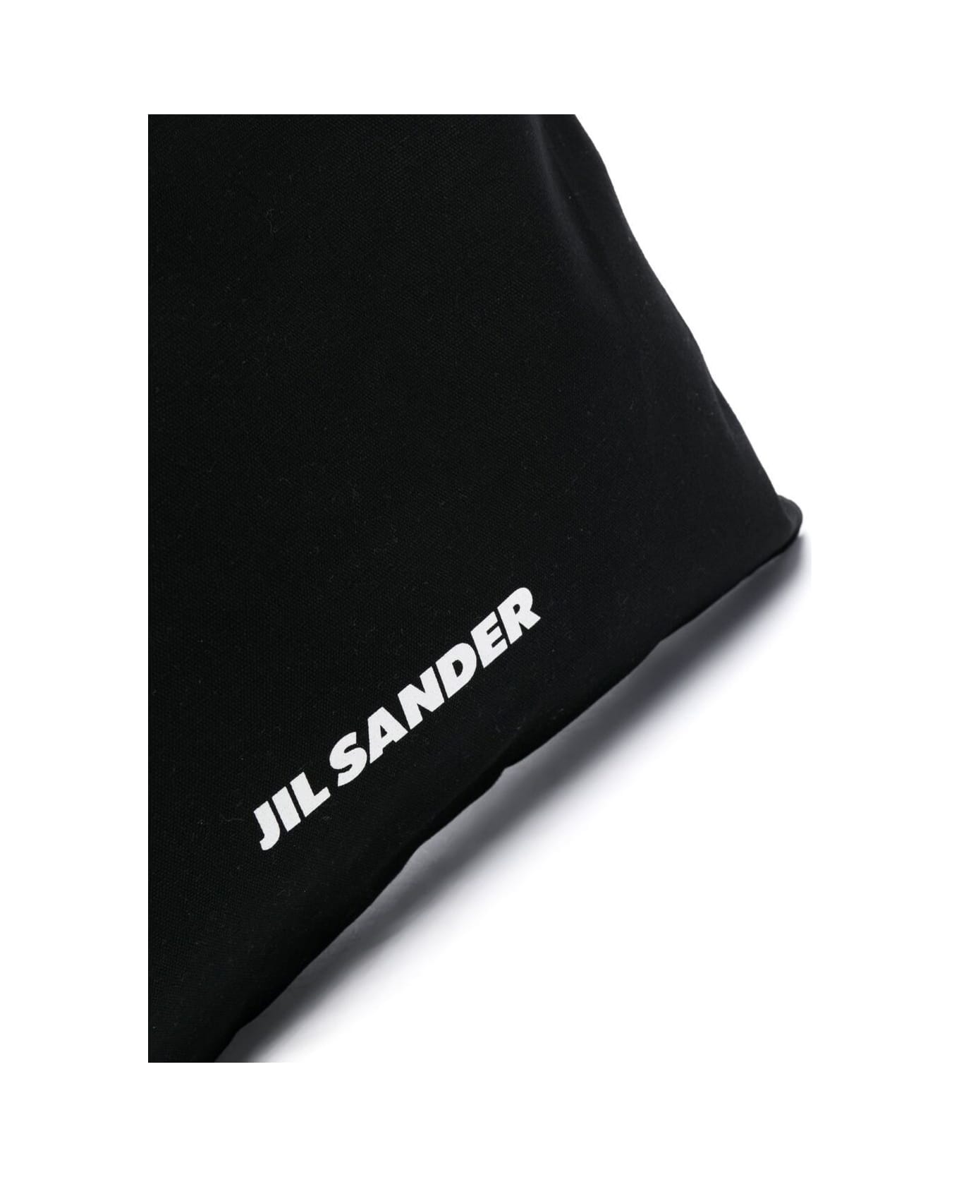 Jil Sander Black Tote Bag With Logo Print In Canvas Man - Black