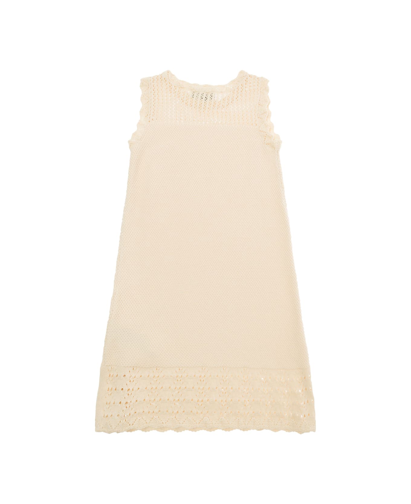 Emporio Armani Beige Sleeveless Knitted Dress In Cotton Girl - Beige ワンピース＆ドレス