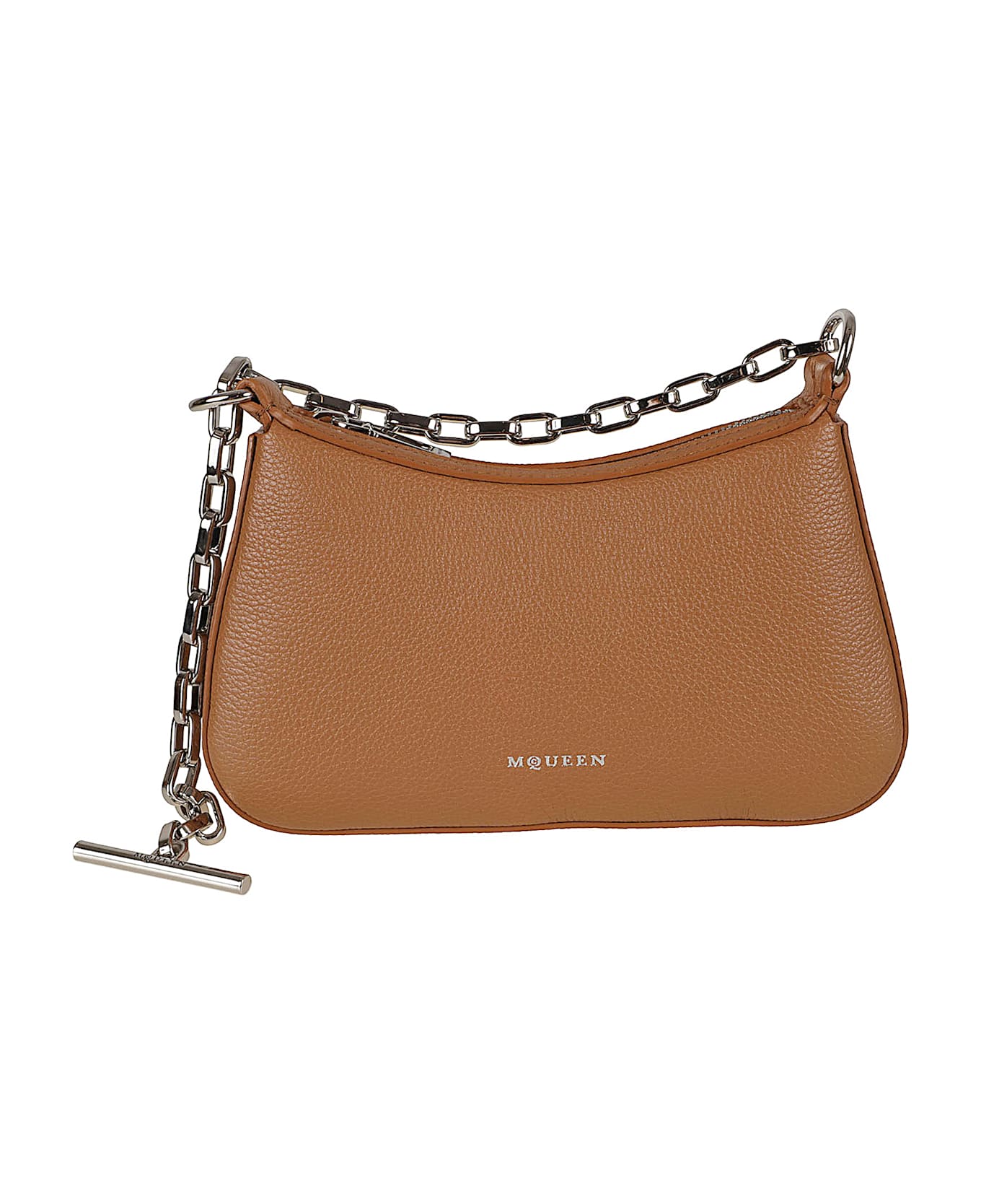Alexander McQueen Mini T-buckle Clutch - PECAN/SILVER