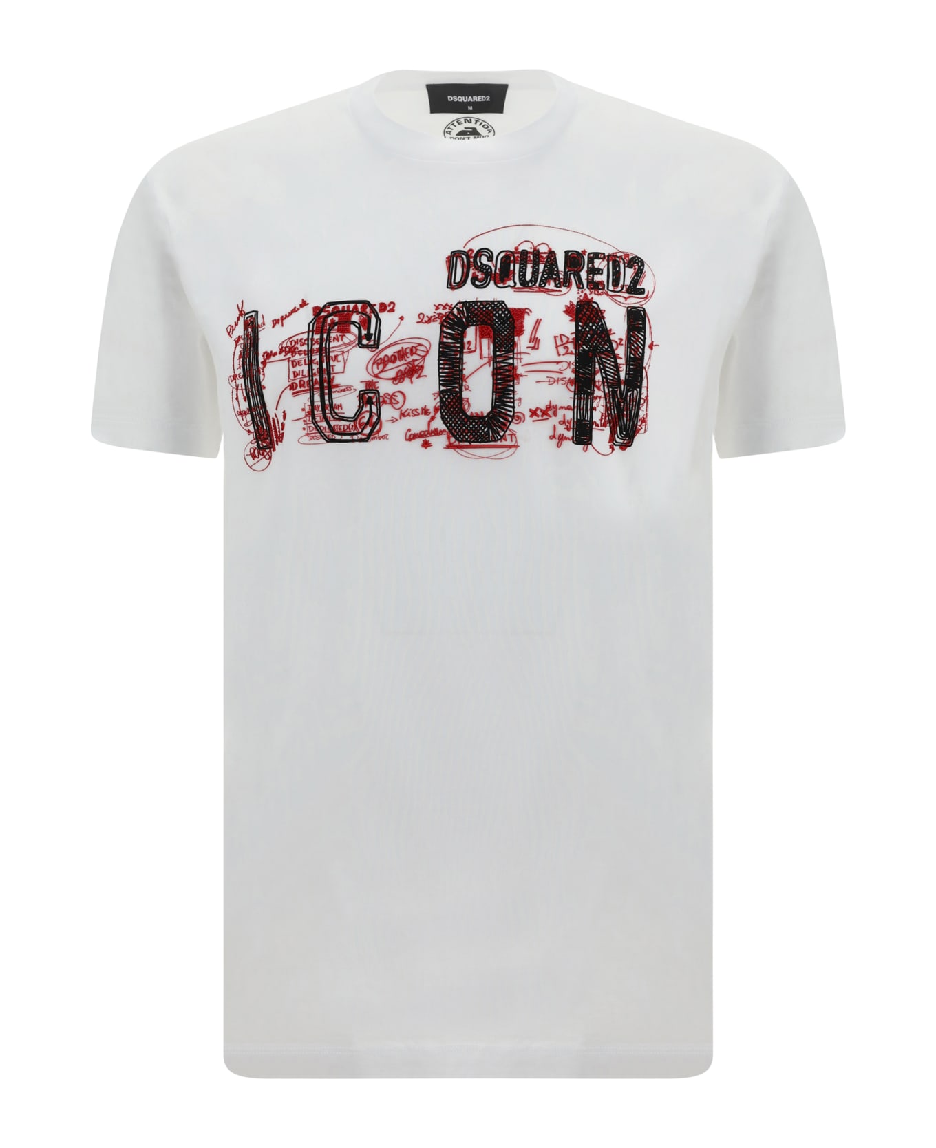 Dsquared2 Cotton T-shirt With Icon Scribble Print - White