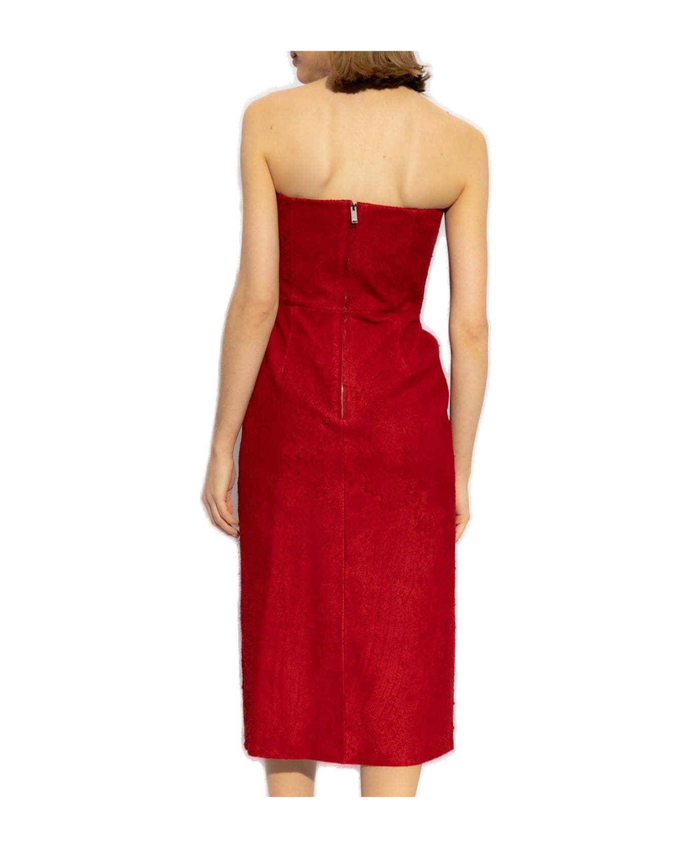 Alexander McQueen Strapless Midi Dress - Red