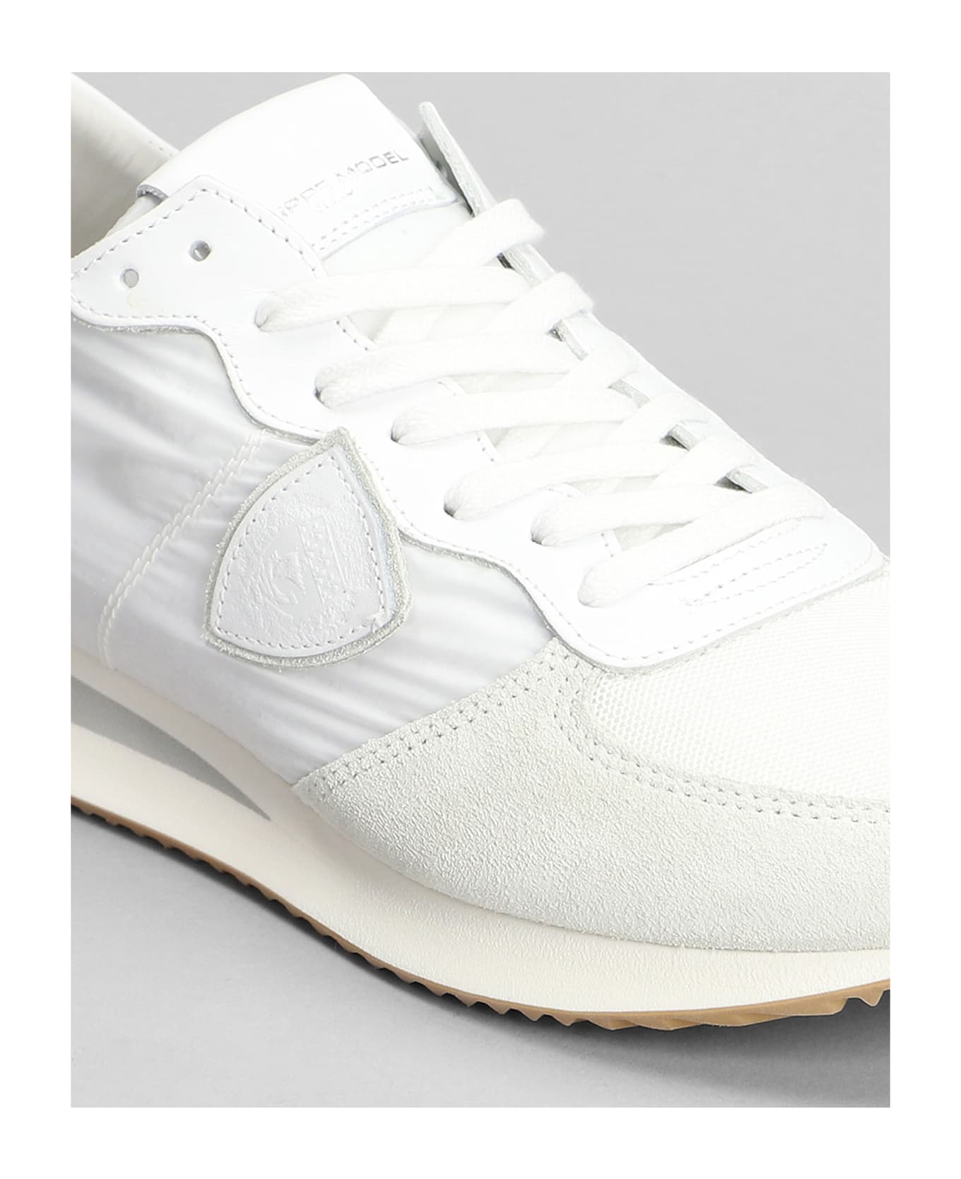 Philippe Model Trpx Low Sneakers In White Suede And Fabric - white
