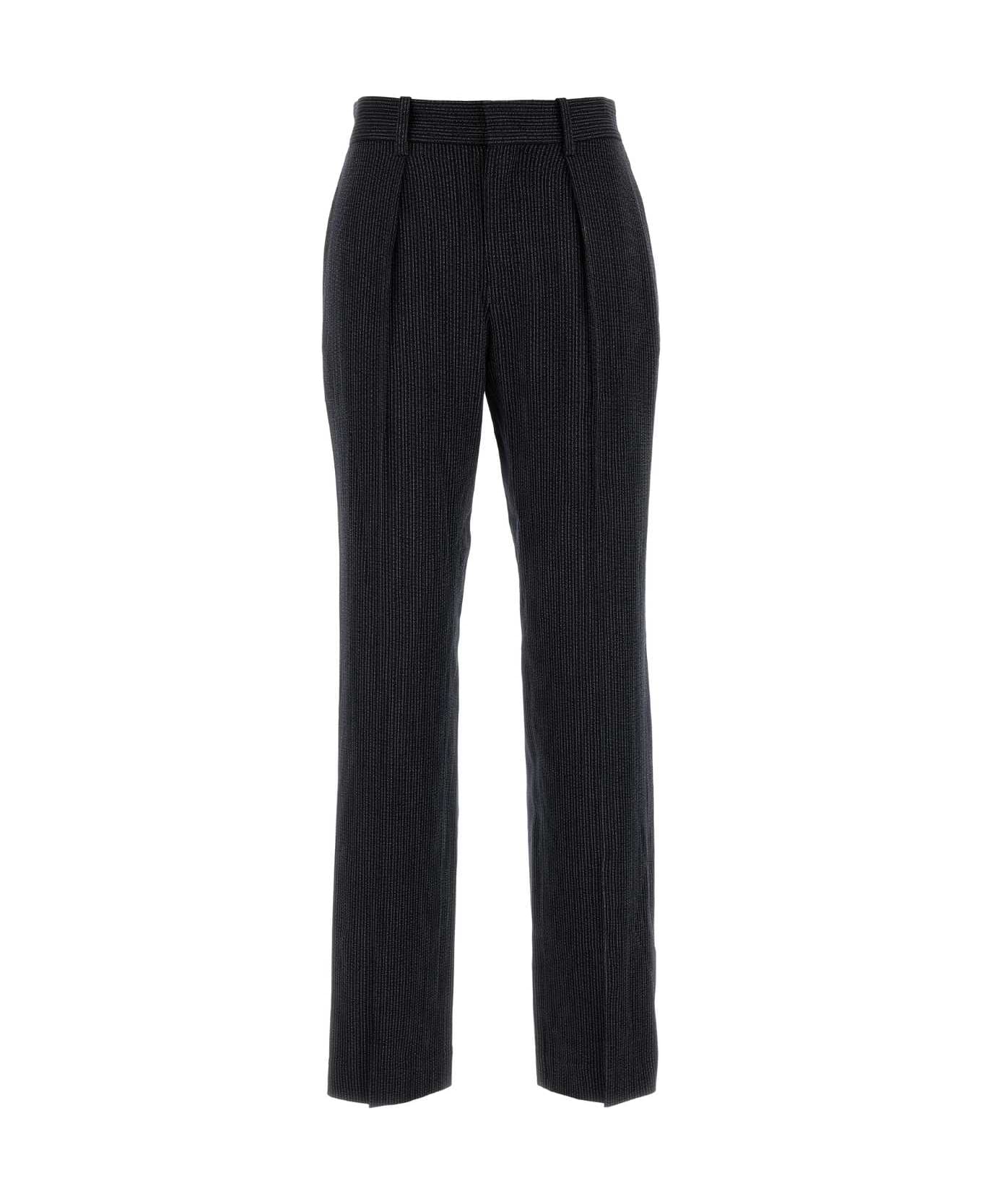 Isabel Marant Embroidered Stretch Wool Blend Pant - BLACKMIDNIGHT