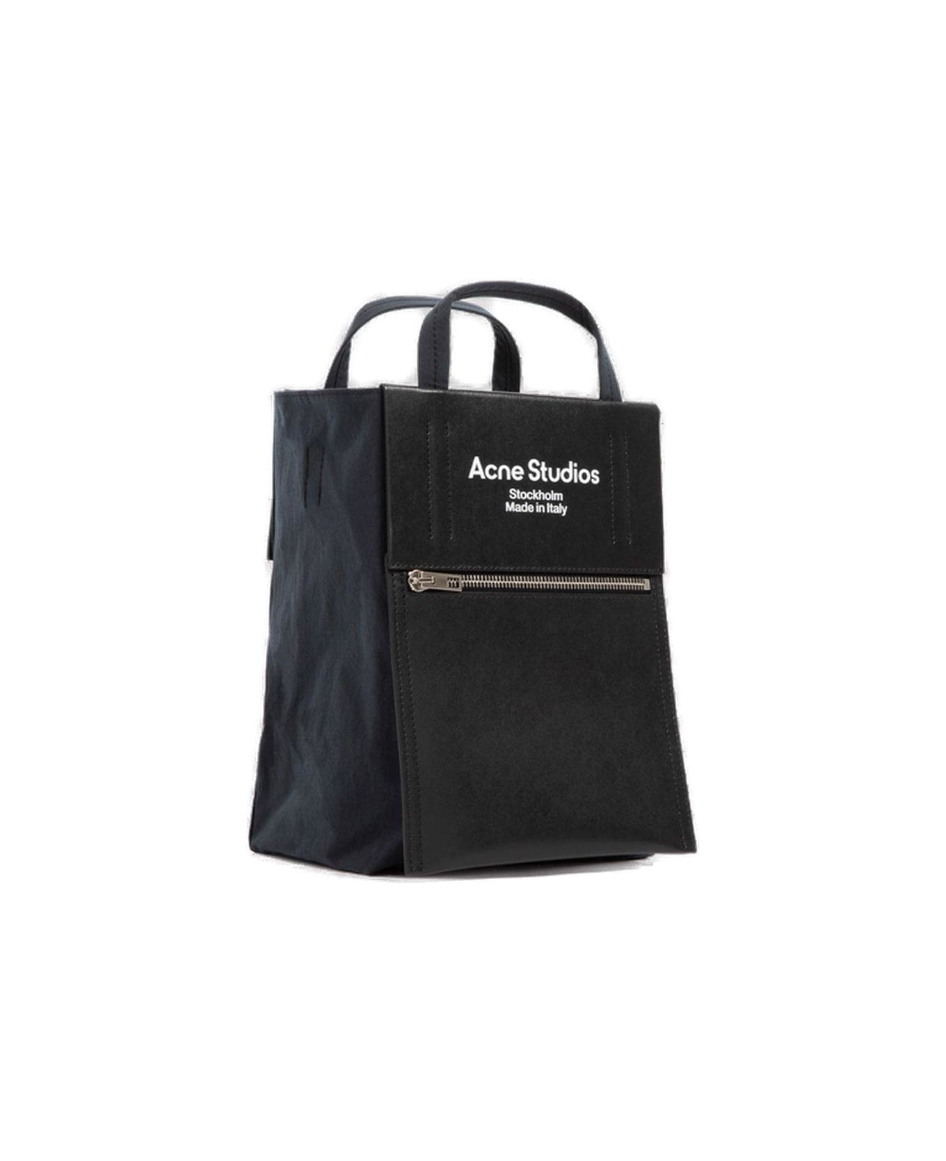 Acne Studios Papery Logo Printed Small Tote Bag - Black/black
