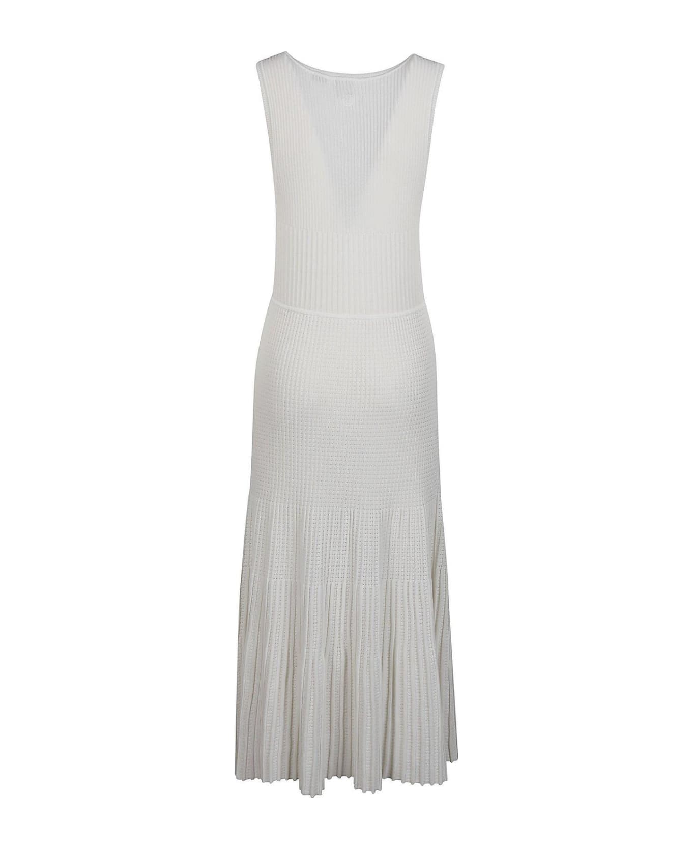 Pinko Sleeveless Pleated Midi Dress Pinko - WHITE